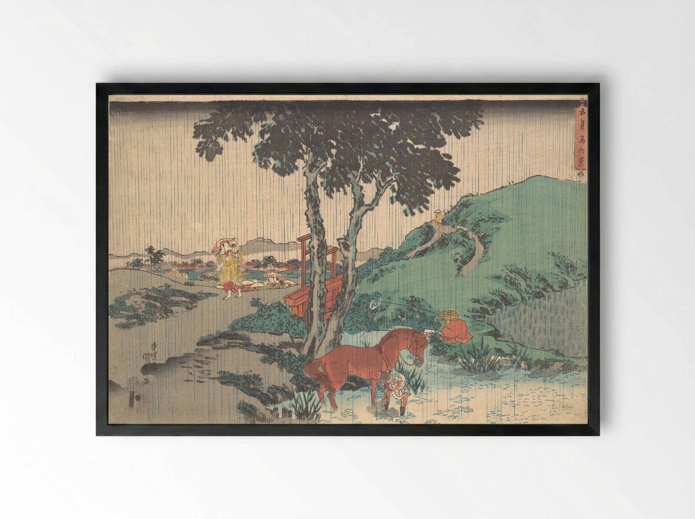 Rain of the Fifth Month (Samidare) - Utagawa Kunisada - Framed Print Black