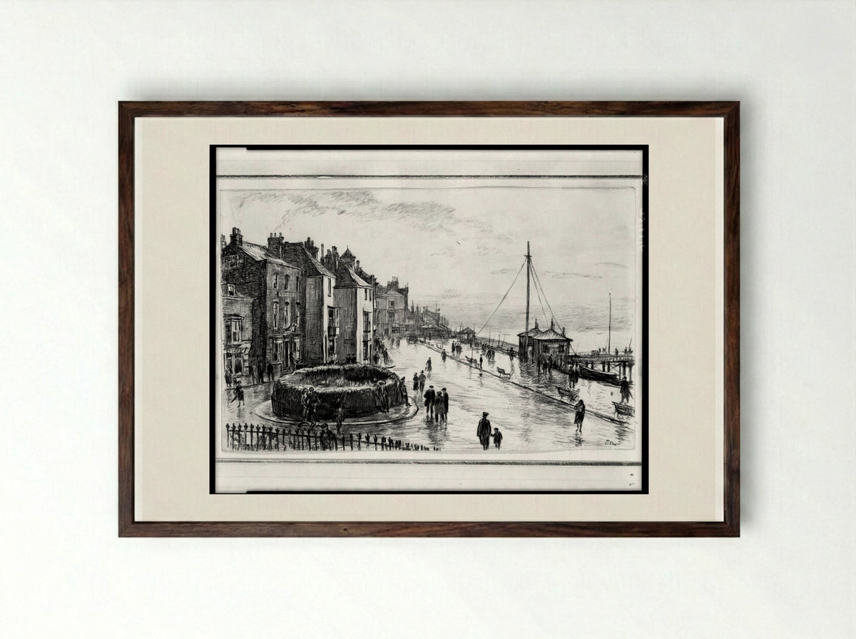 Rainy Day, Deal - Muirhead Bone - Framed Print Dark Wood