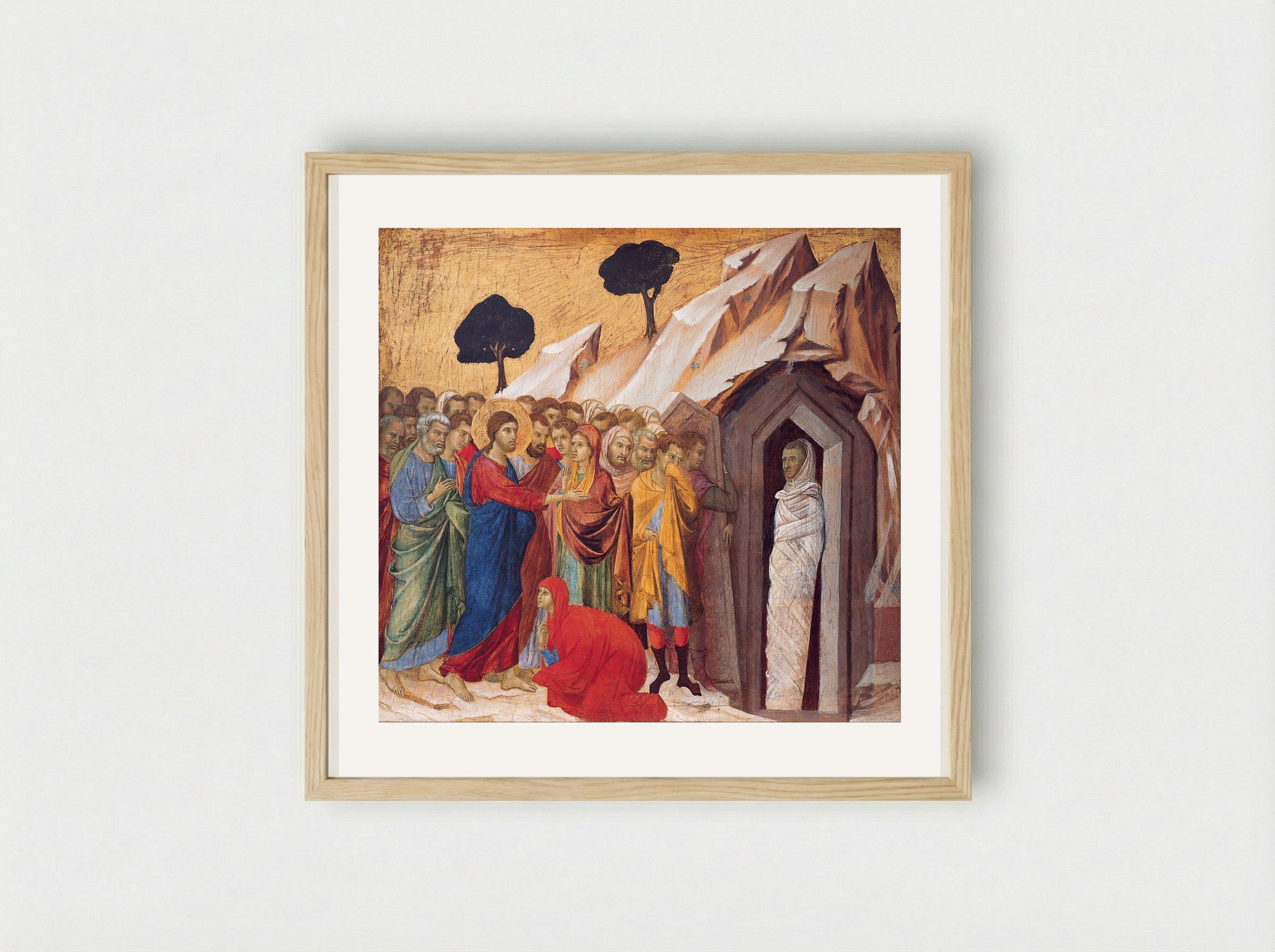 Raising of Lazarus - Duccio di Buoninsegna - Framed Print Wood