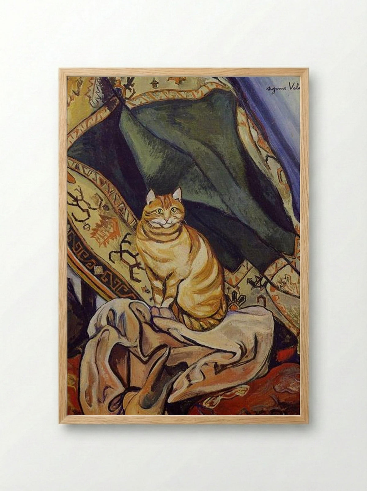 Raminou sitting on a cloth - Suzanne Valadon - Framed Print Wood