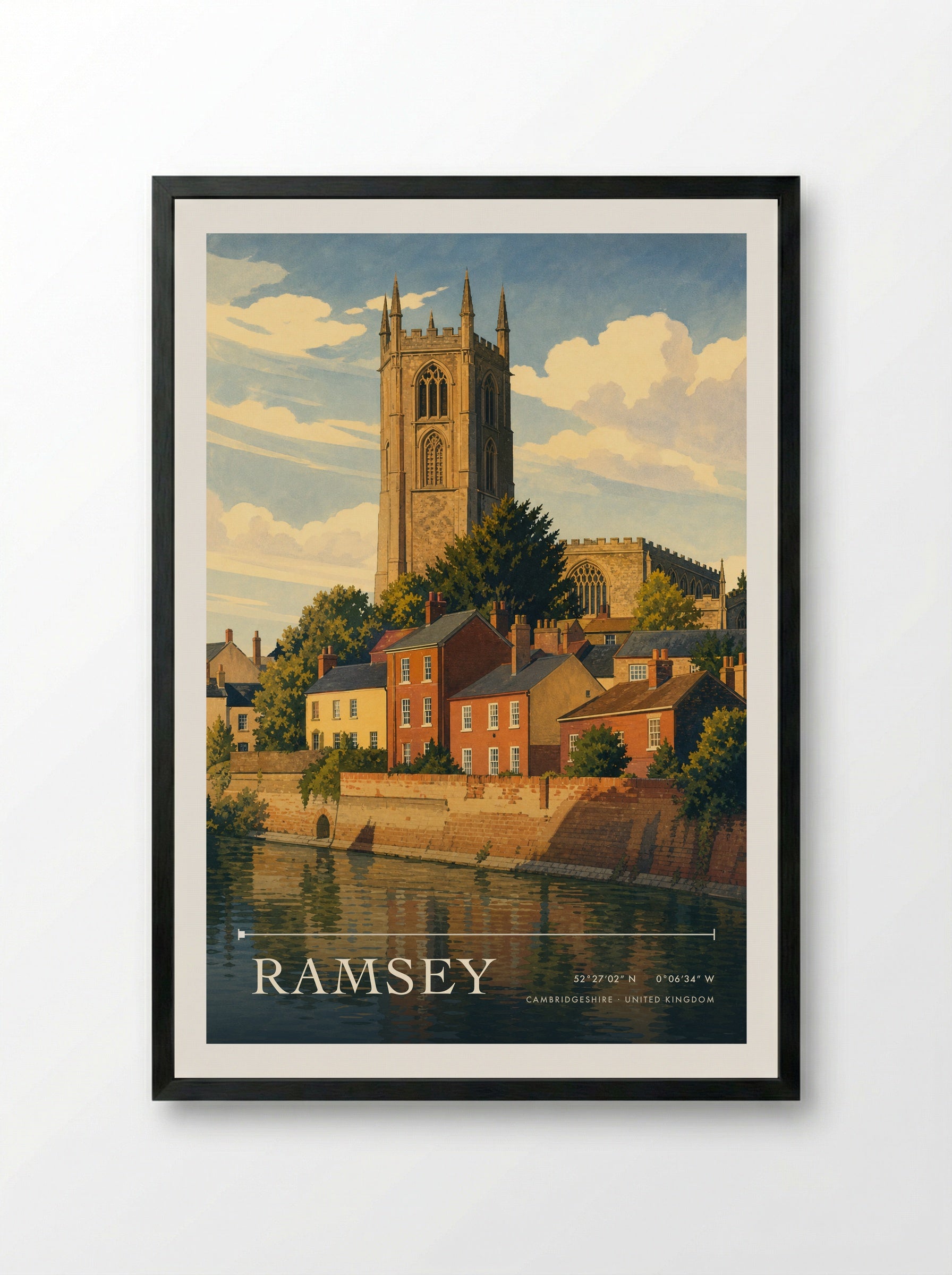 Ramsey Cambridgeshire United Kingdom Travel Poster - Framed Print Black