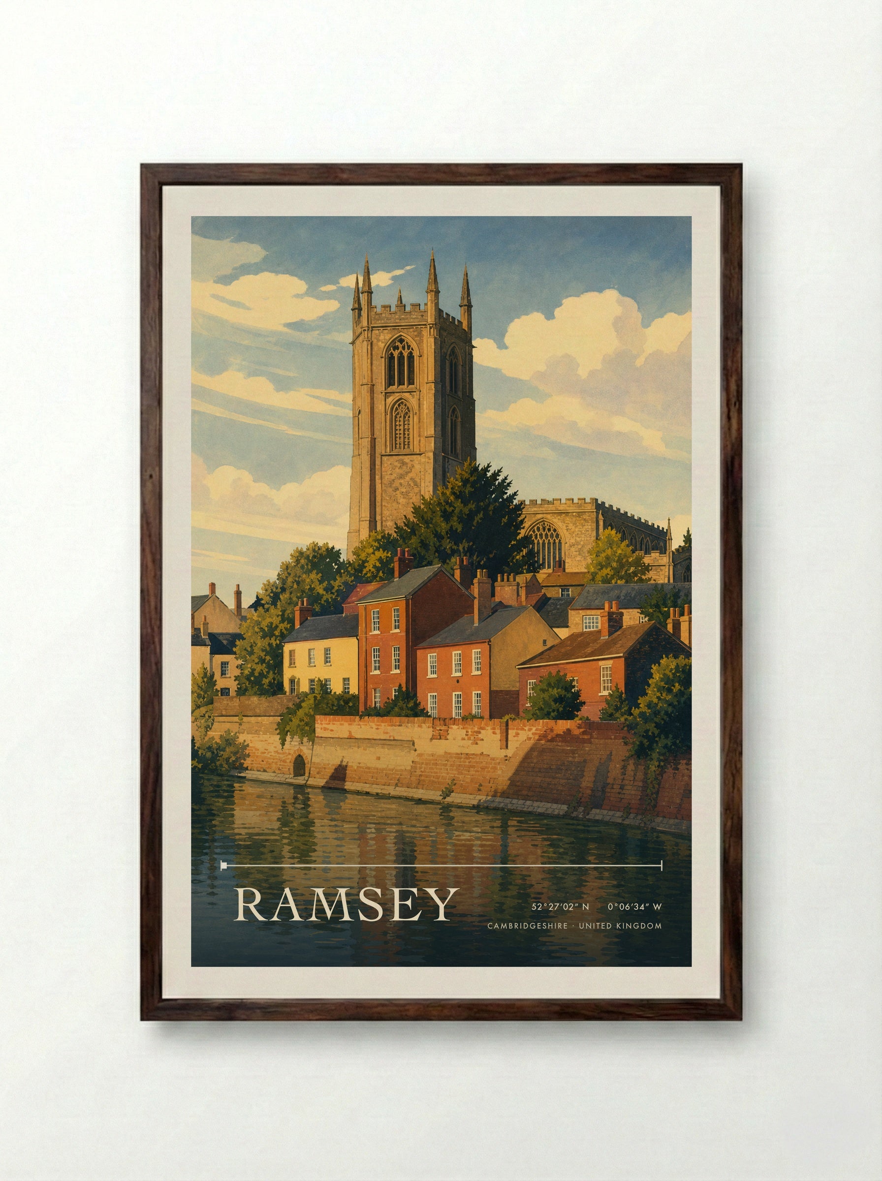 Ramsey Cambridgeshire United Kingdom Travel Poster - Framed Print Dark Wood