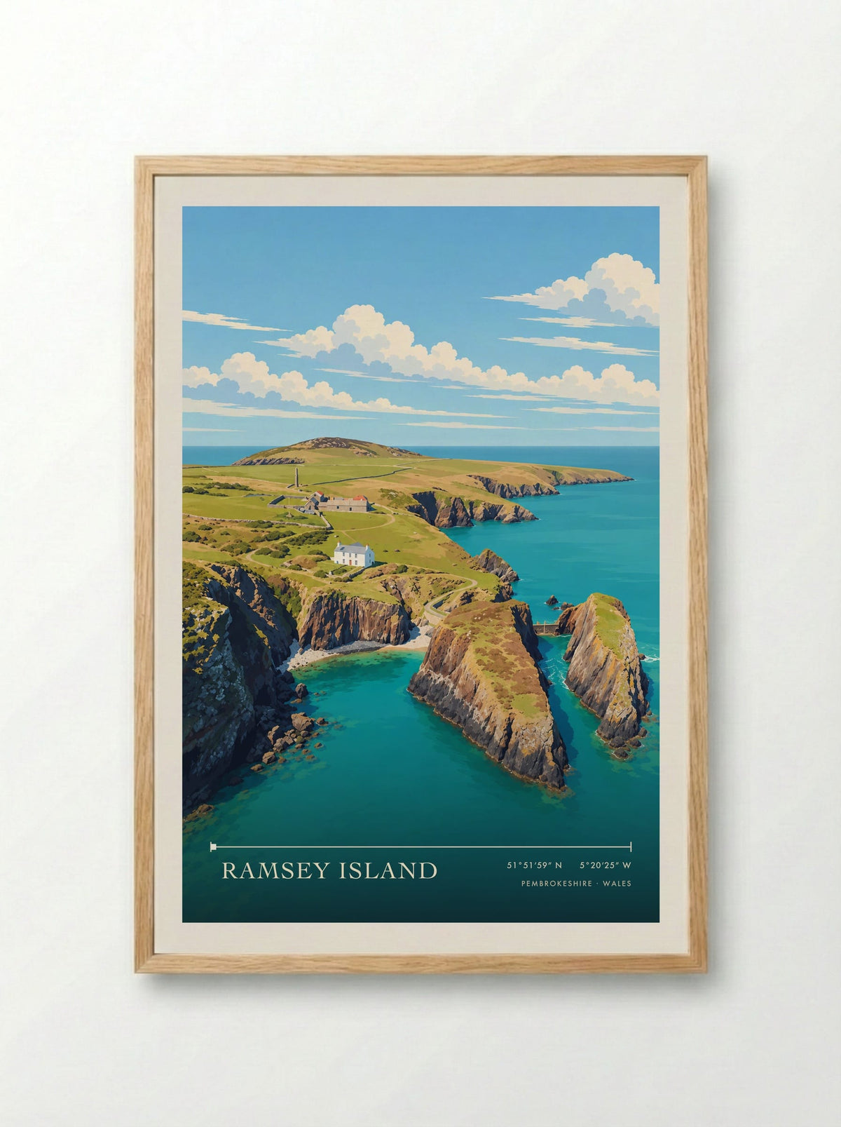 Ramsey Island, Pembrokeshire | Travel Poster - Framed Print Wood