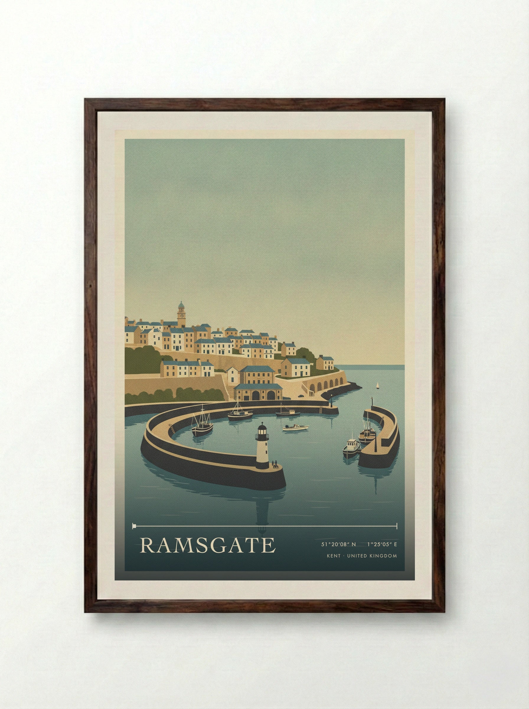 Ramsgate Kent United Kingdom Travel Poster - Framed Print Dark Wood