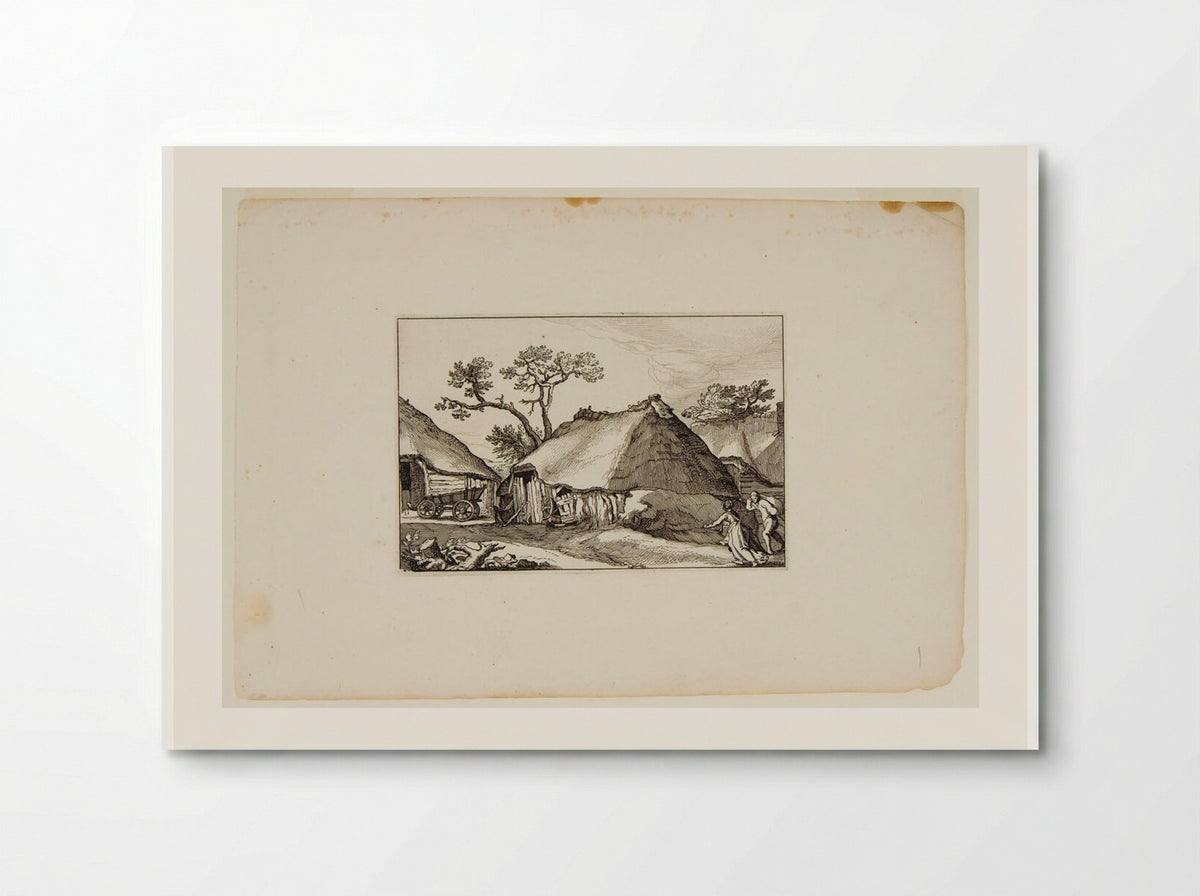 Ramshackle Hut with Wagon to Left and Two Figures to Right - Claes Jansz. Visscher - Poster