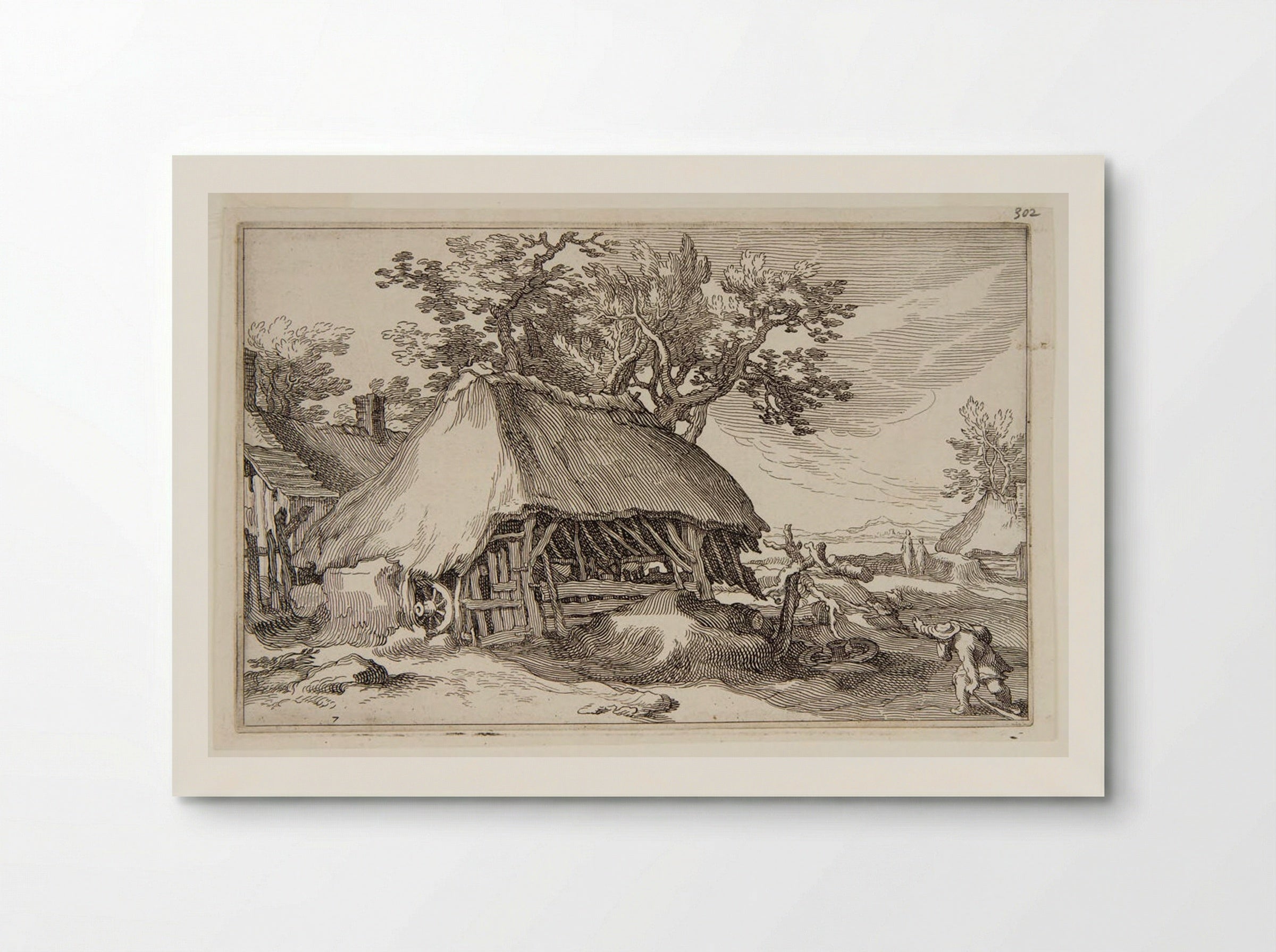 Ramshackle Hut with a Wagon Wheel - Boetius Adamsz. Bolswert - Poster