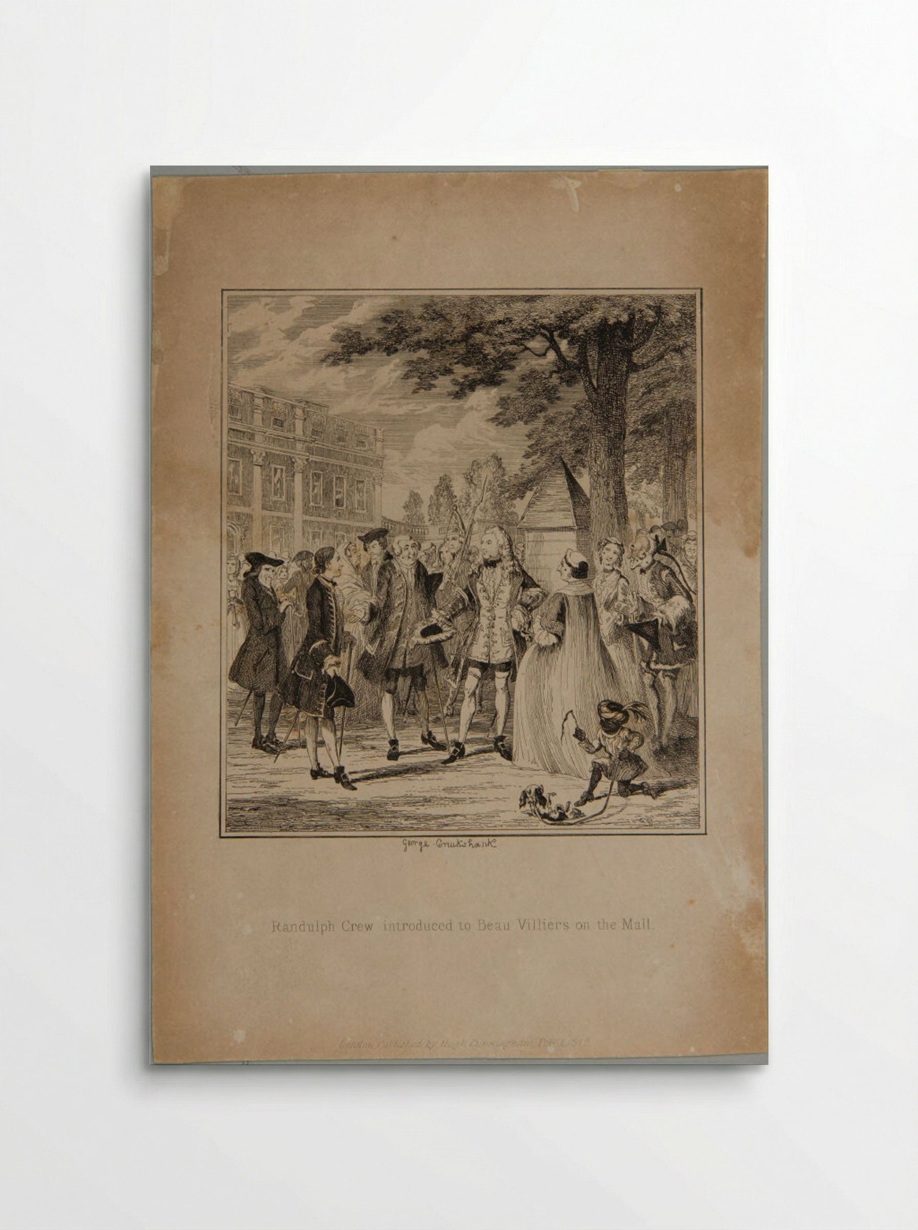 Randulph Crew Introduced to Beau Villiers on the Mall - George Cruikshank - Poster