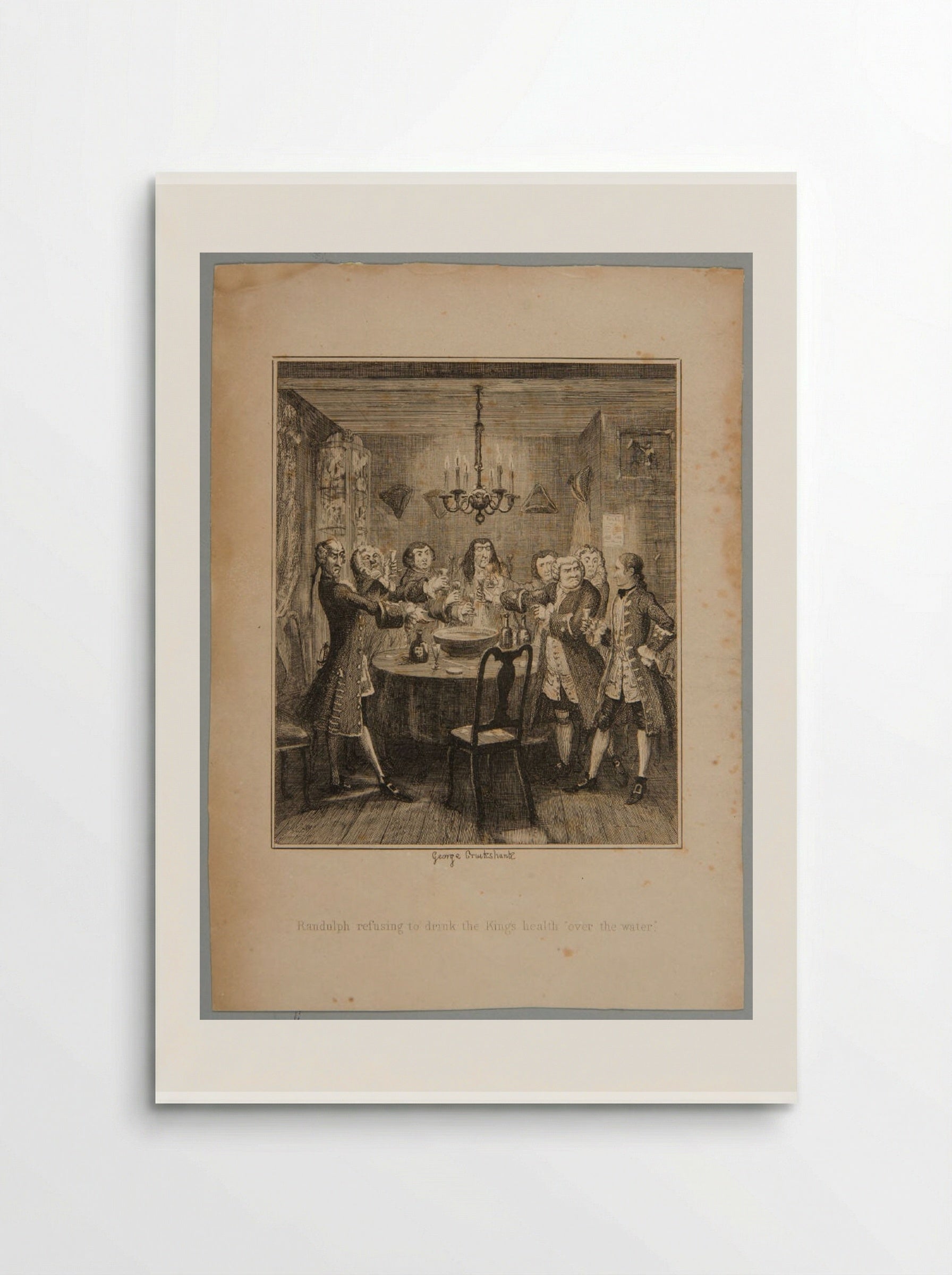 Randulph Refusing to Drink the King's Health Over the Water - George Cruikshank - Poster