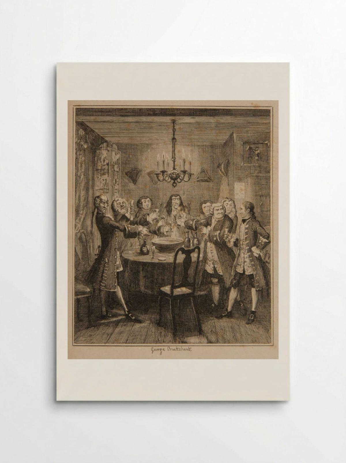Randulph Refusing to Drink the King's Health Over the Water - George Cruikshank - Poster