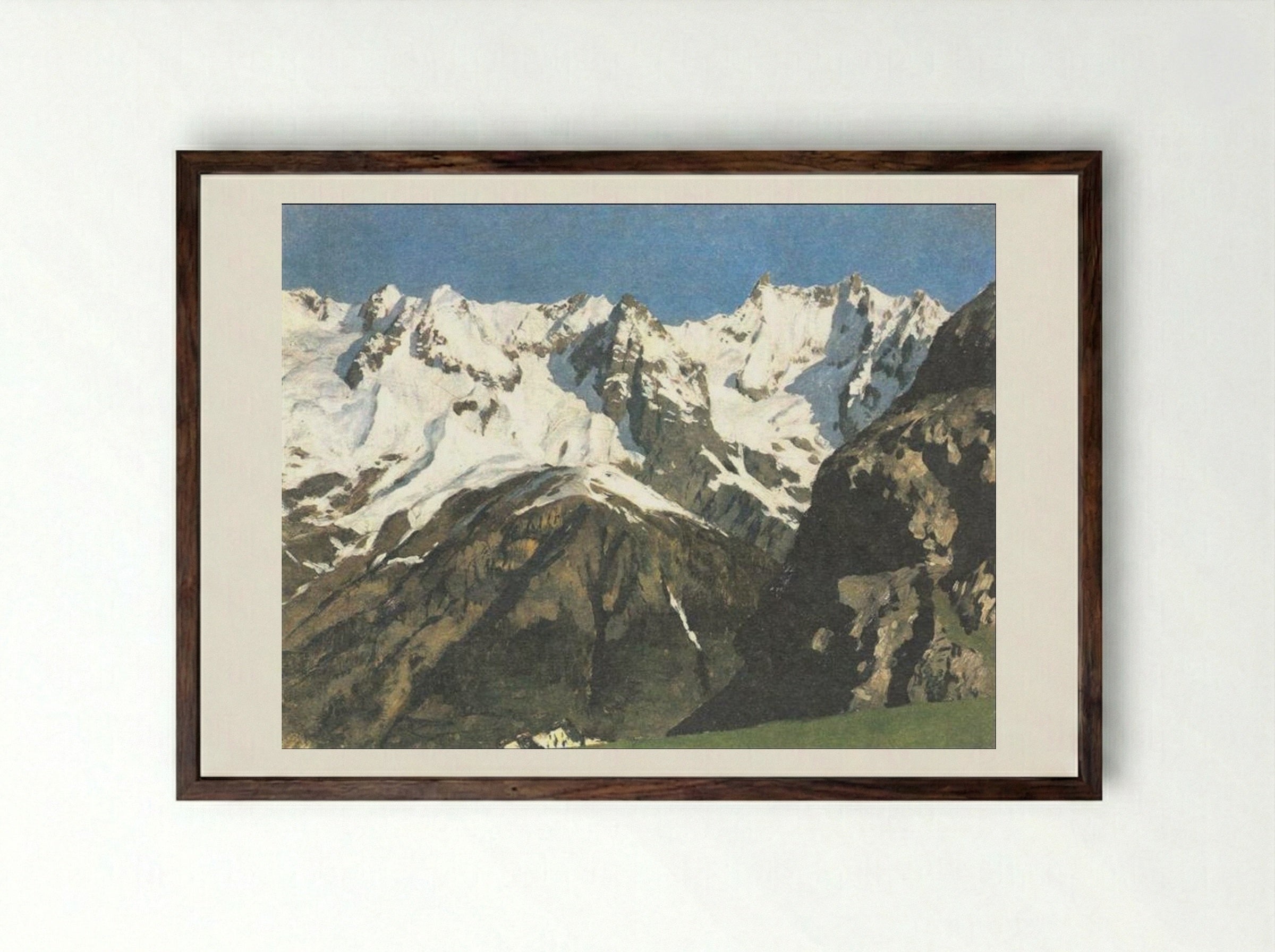Range of Mountains, Mont Blanc - Isaac Levitan - Framed Print Dark Wood