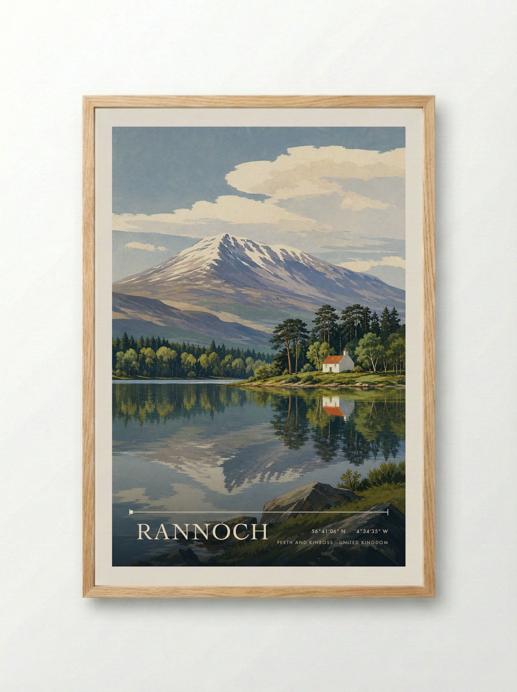 Rannoch Perth and Kinross United Kingdom Travel Poster - Framed Print Wood