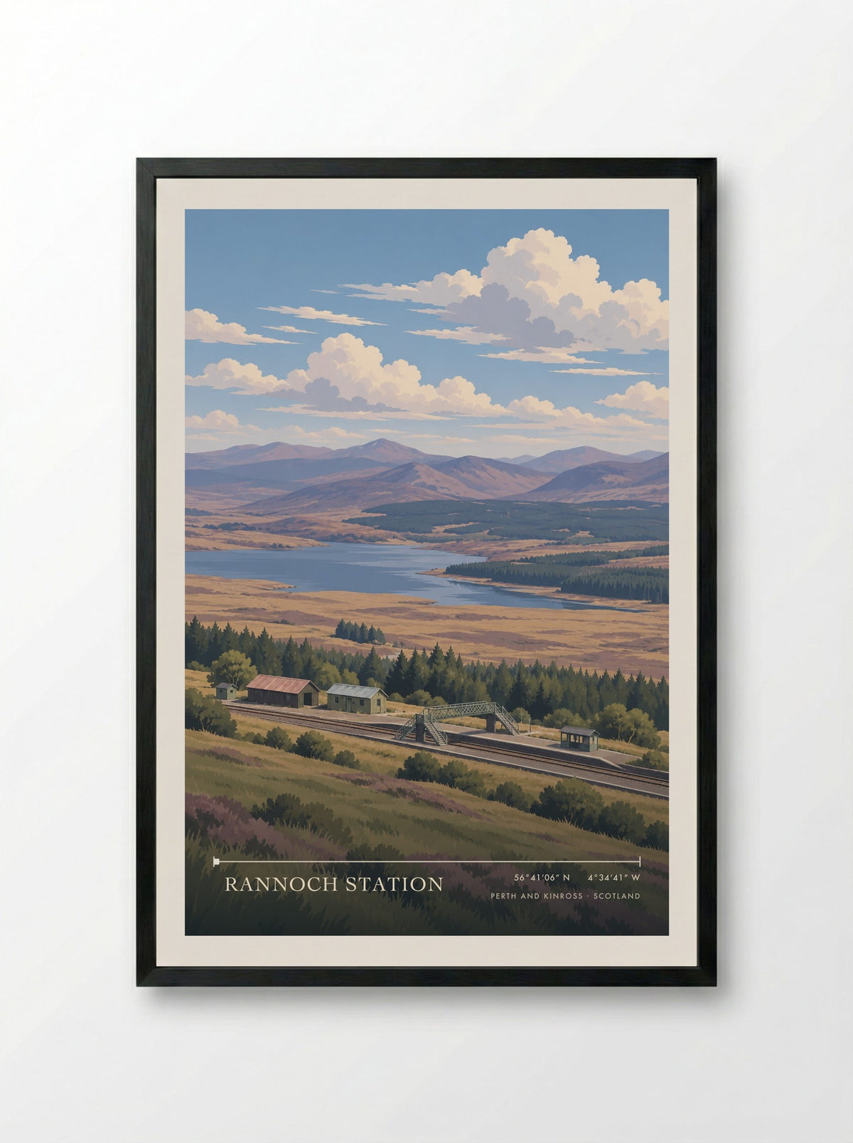 Rannoch Station, Perth and Kinross | Travel Poster - Framed Print Black