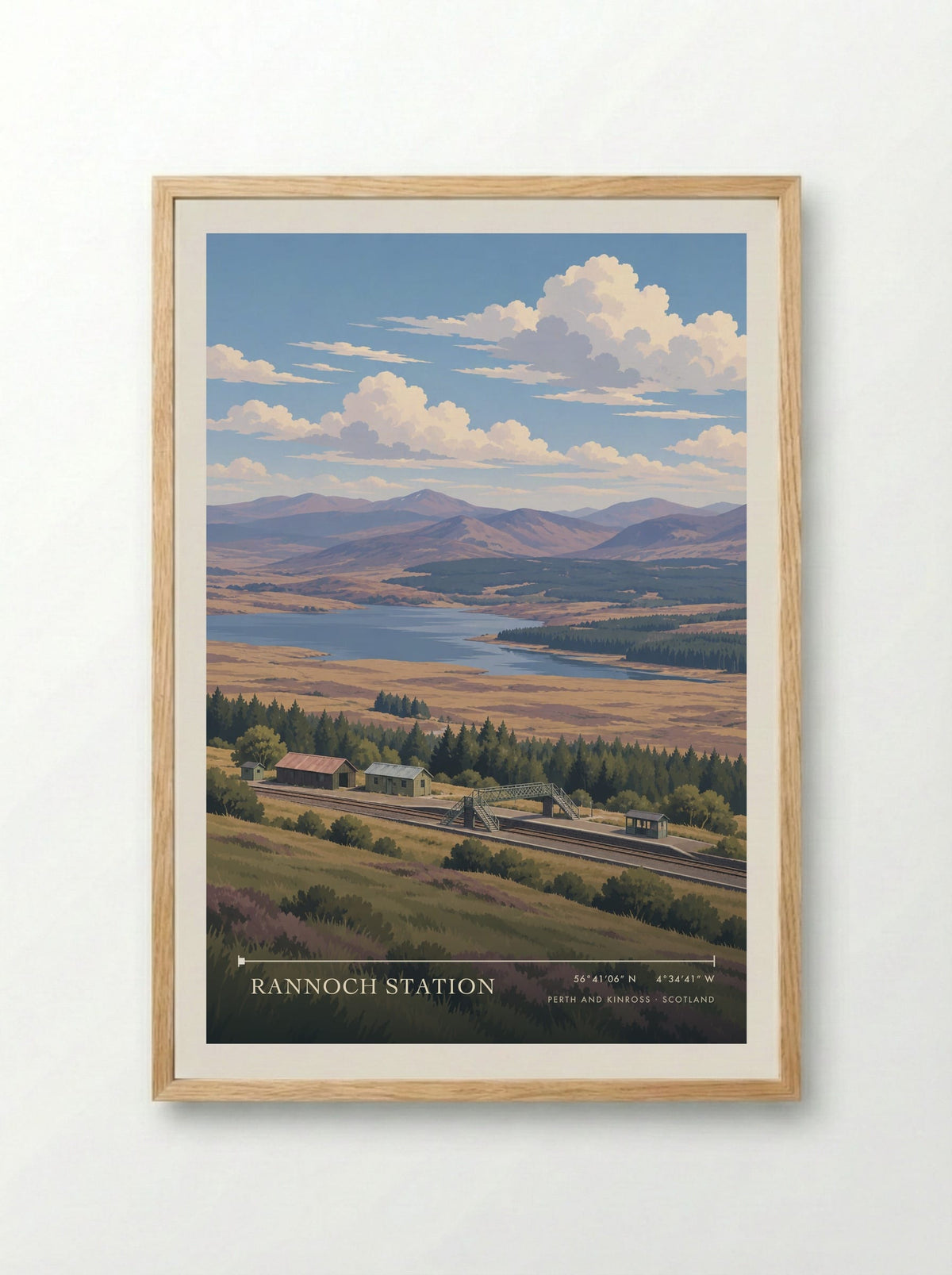 Rannoch Station, Perth and Kinross | Travel Poster - Framed Print Wood