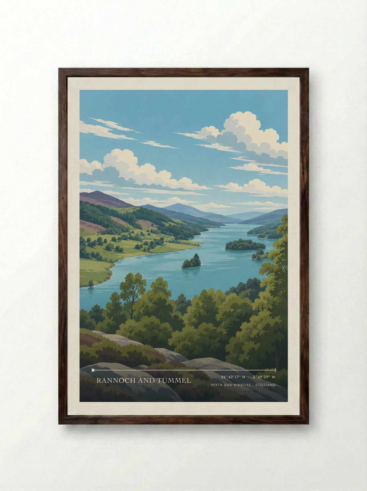 Rannoch and Tummel, Perth and Kinross | Travel Poster - Framed Print Dark Wood