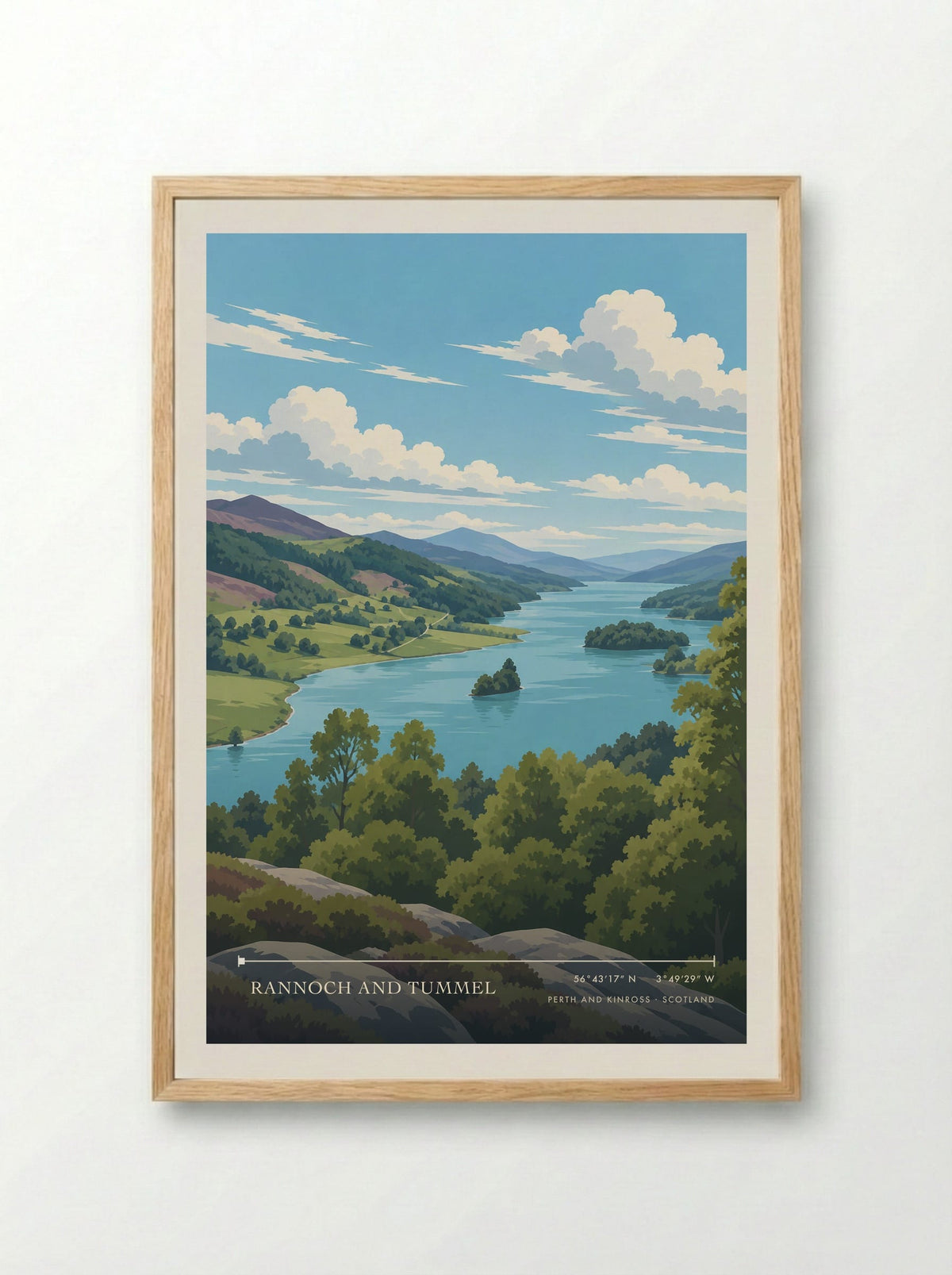 Rannoch and Tummel, Perth and Kinross | Travel Poster - Framed Print Wood