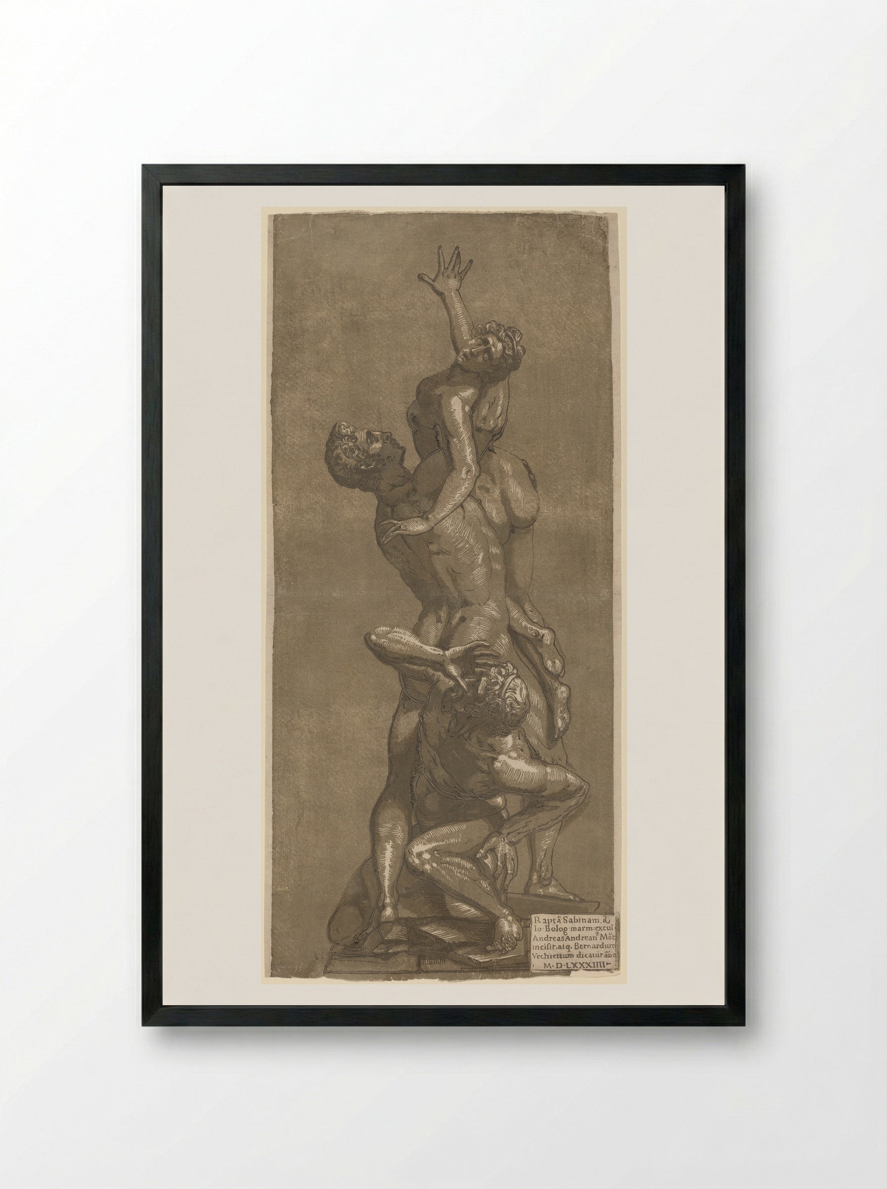 Rape of a Sabine - Andrea Andreani - Framed Print Black