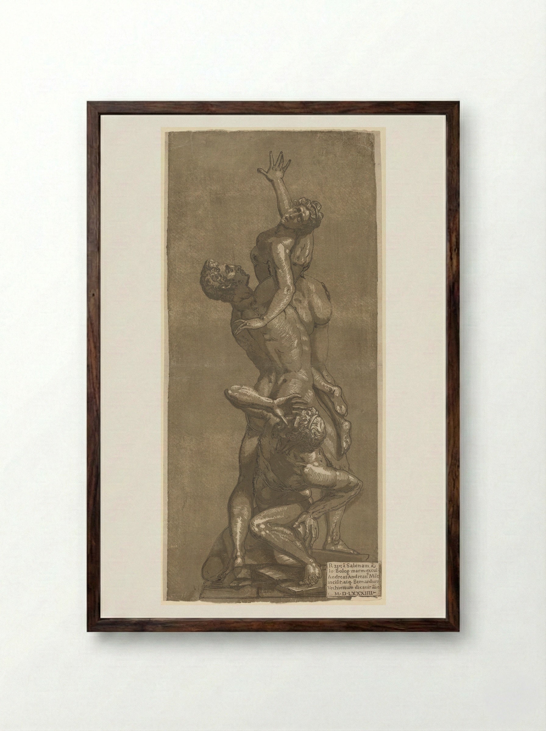 Rape of a Sabine - Andrea Andreani - Framed Print Dark Wood