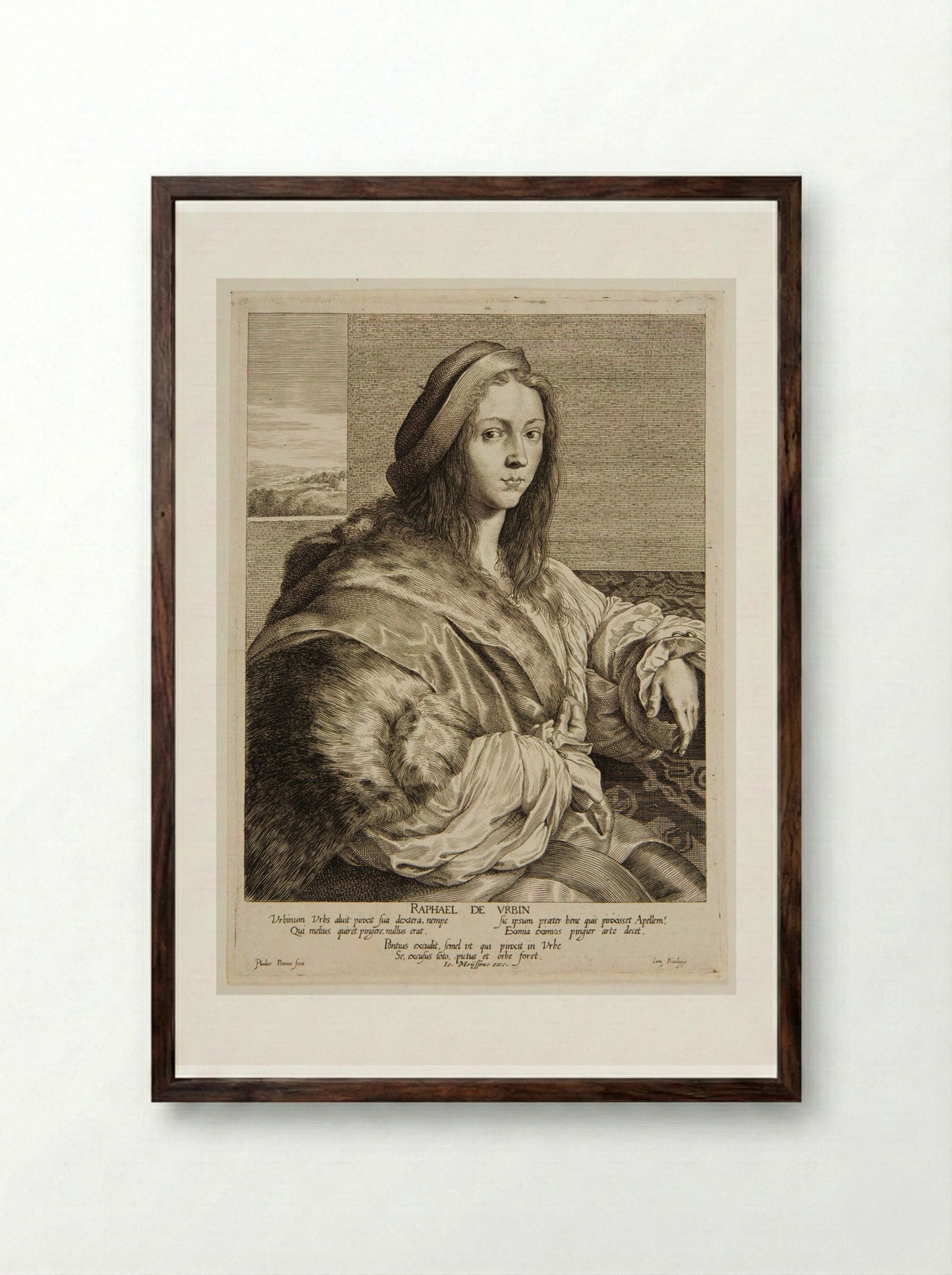 Raphael Urbin - Paulus Pontius - Framed Print Dark Wood