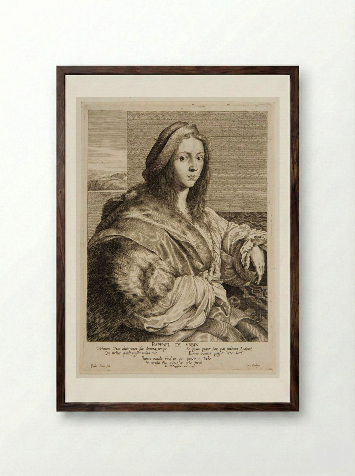 Raphael Urbin - Paulus Pontius - Framed Print Dark Wood