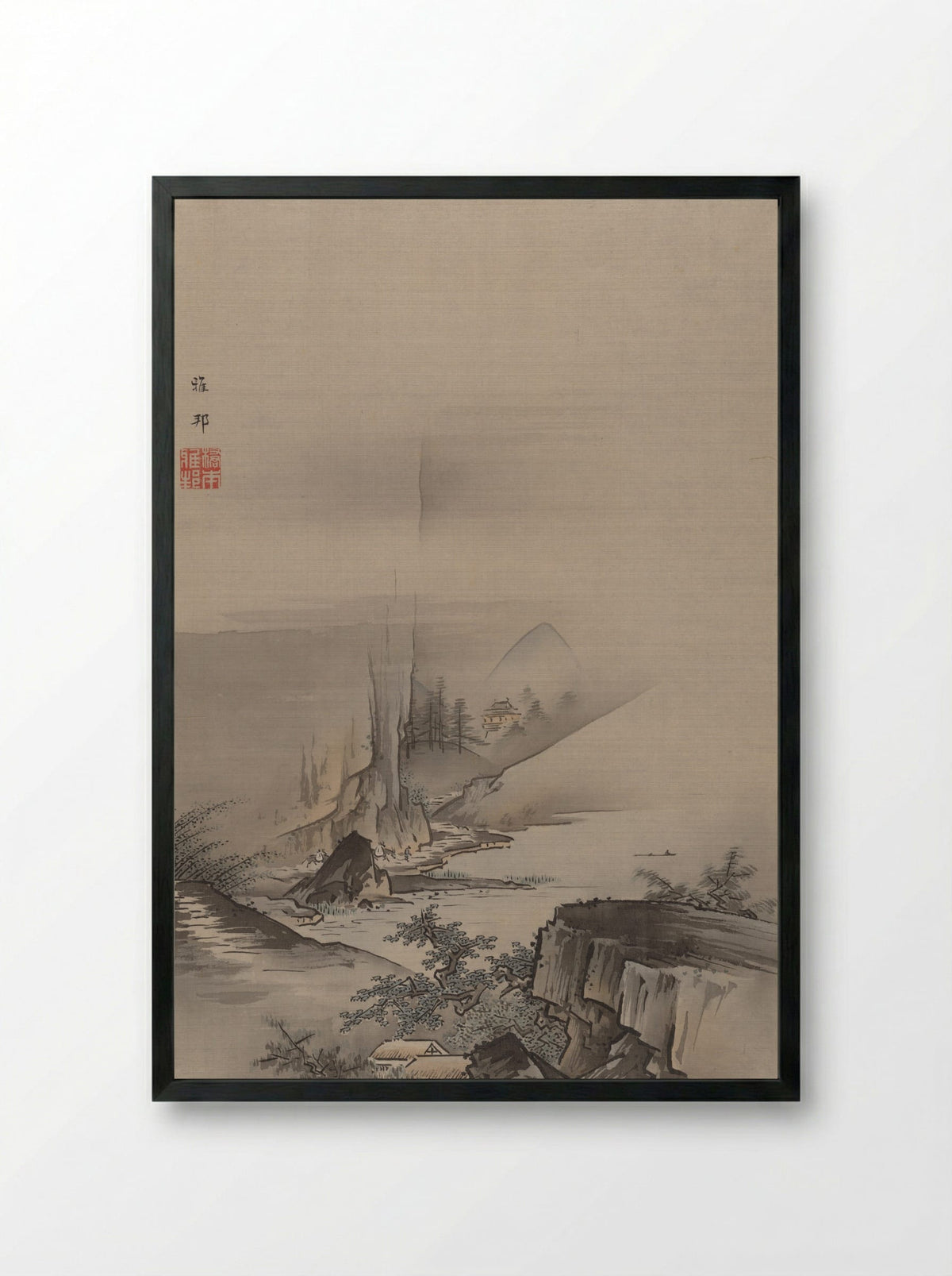 Rapids and Fall of a River - Hashimoto Gahō - Framed Print Black