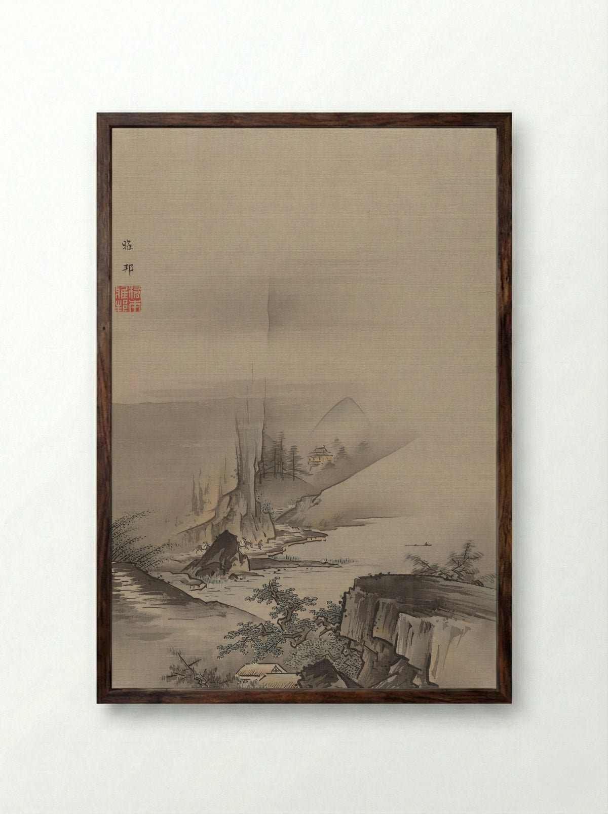 Rapids and Fall of a River - Hashimoto Gahō - Framed Print Dark Wood