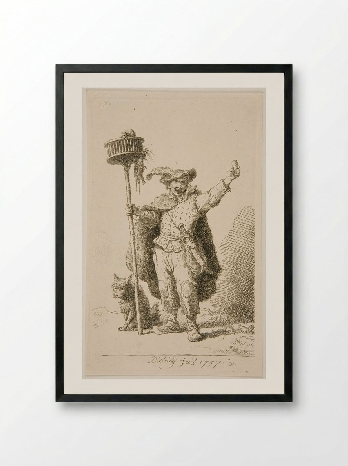 Rat Catcher - Christian Wilhelm Ernst Dietrich - Framed Print Black