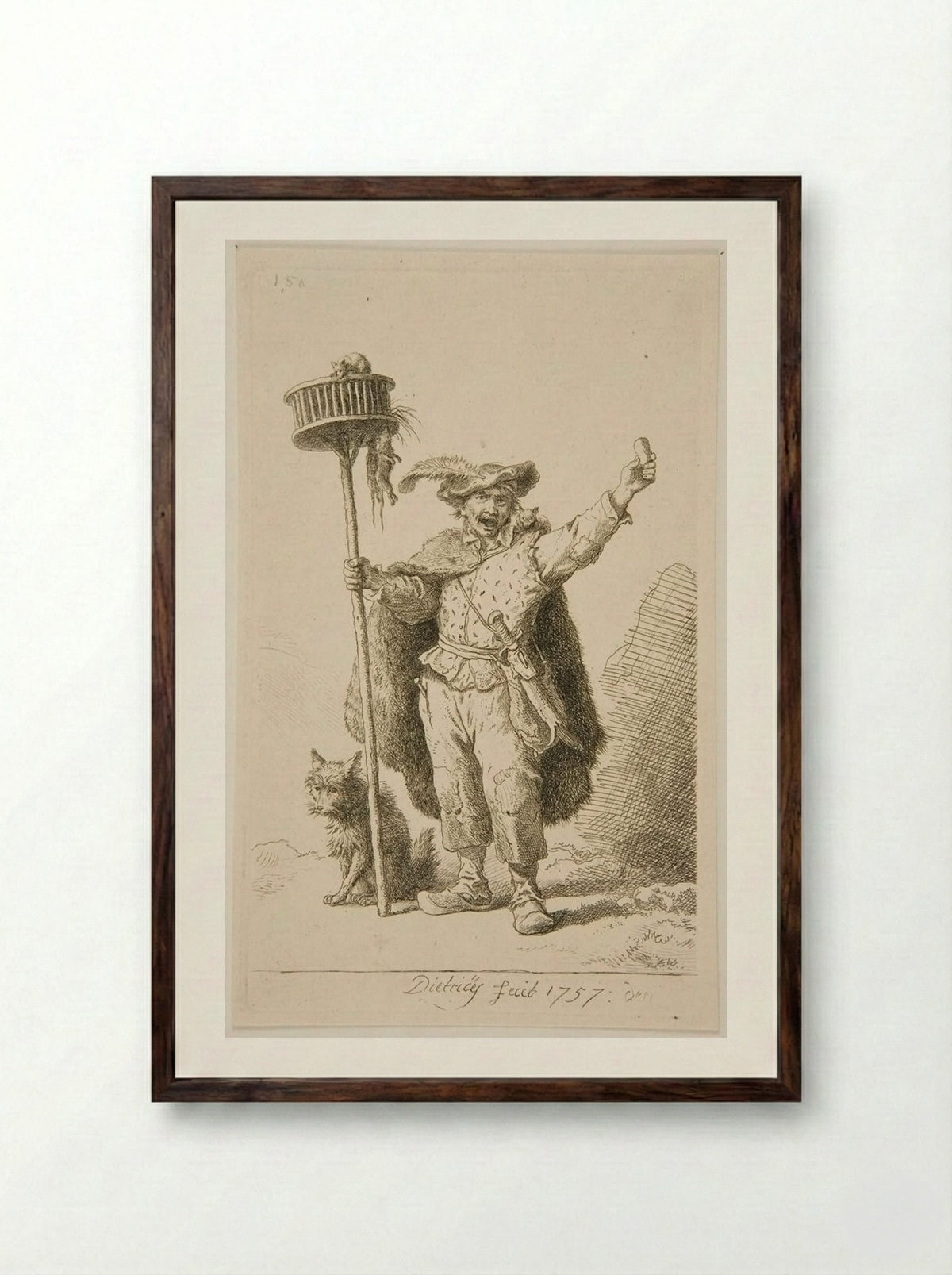 Rat Catcher - Christian Wilhelm Ernst Dietrich - Framed Print Dark Wood