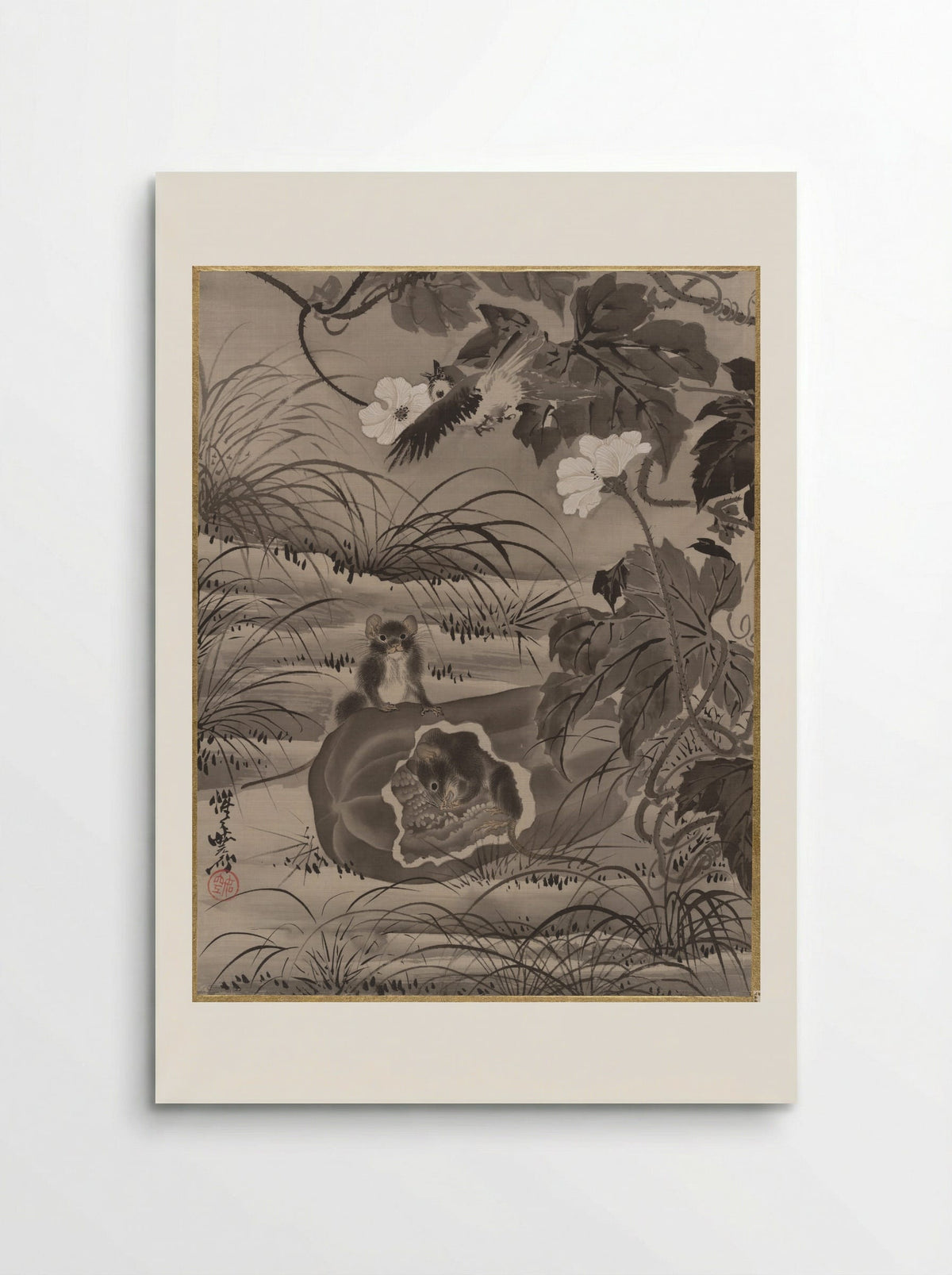 Rats and Gourd - Kawanabe Kyōsai - Poster