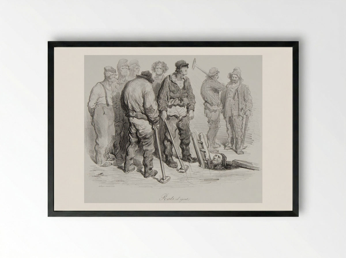 Rats d'égout (Sewer Rats) - Gustave Doré - Framed Print Black