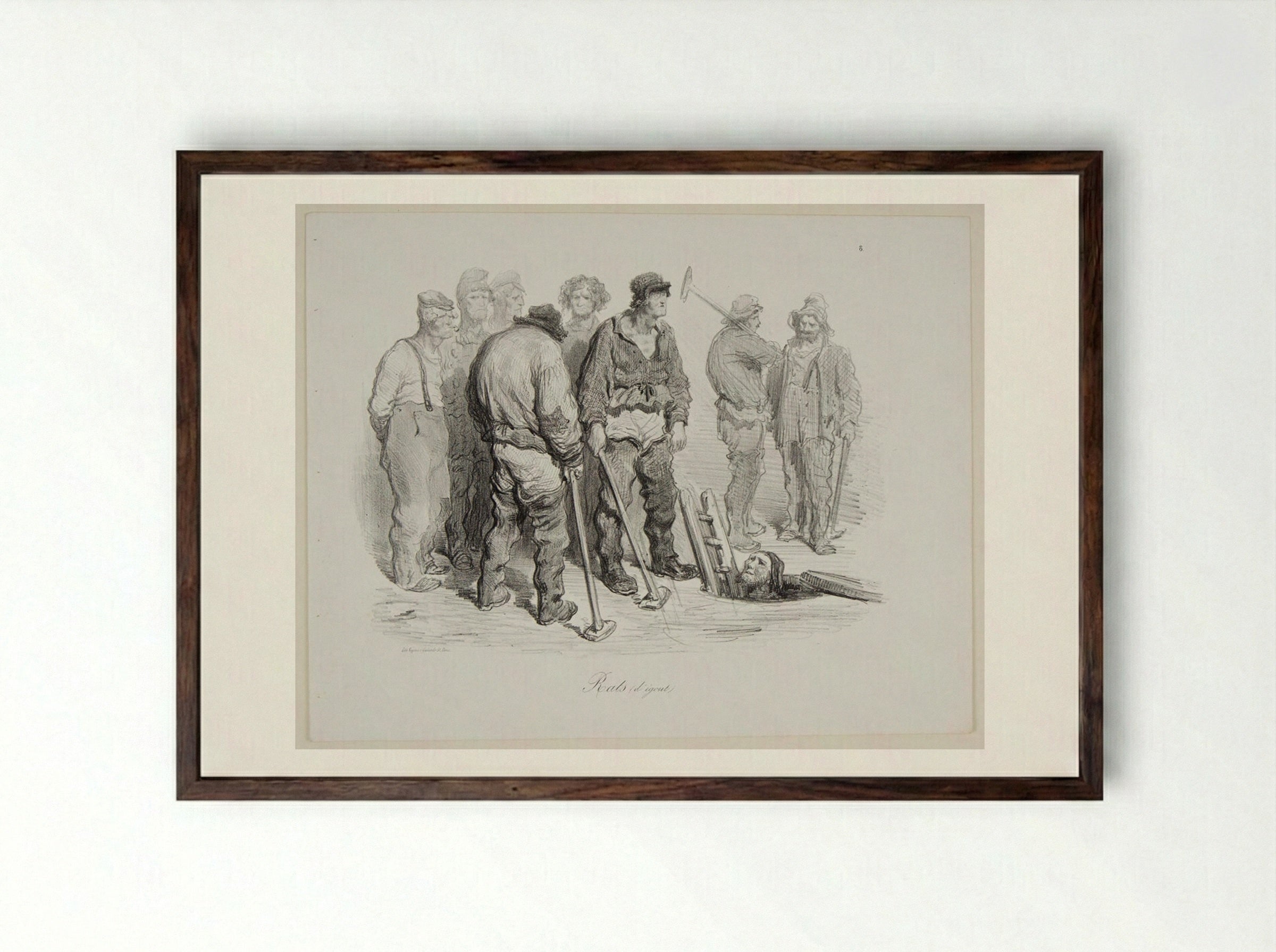 Rats d'égout (Sewer Rats) - Gustave Doré - Framed Print Dark Wood