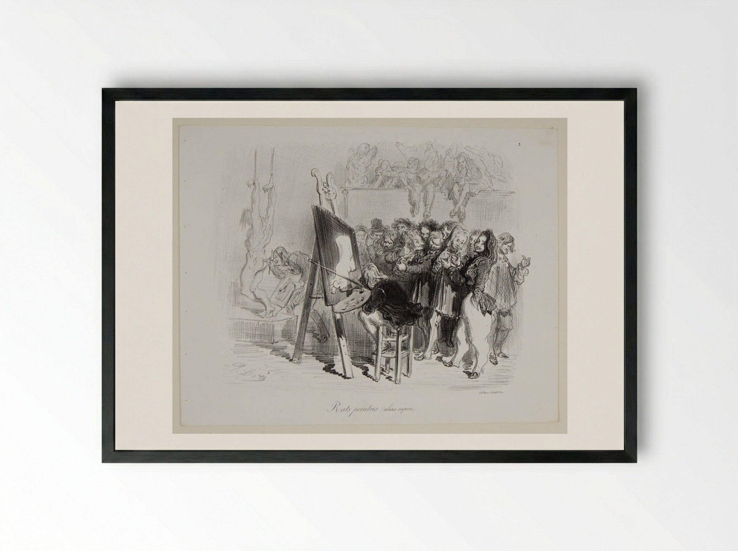 Rats peintres (alias rapins) - Gustave Doré - Framed Print Black