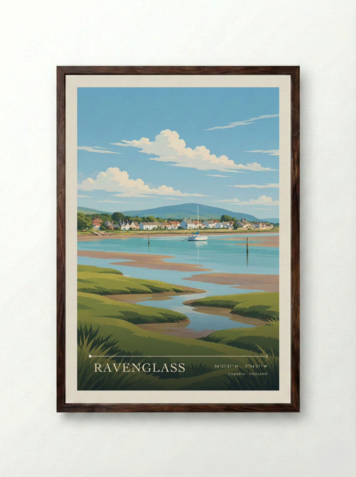 Ravenglass, Cumbria | Travel Poster - Framed Print Dark Wood