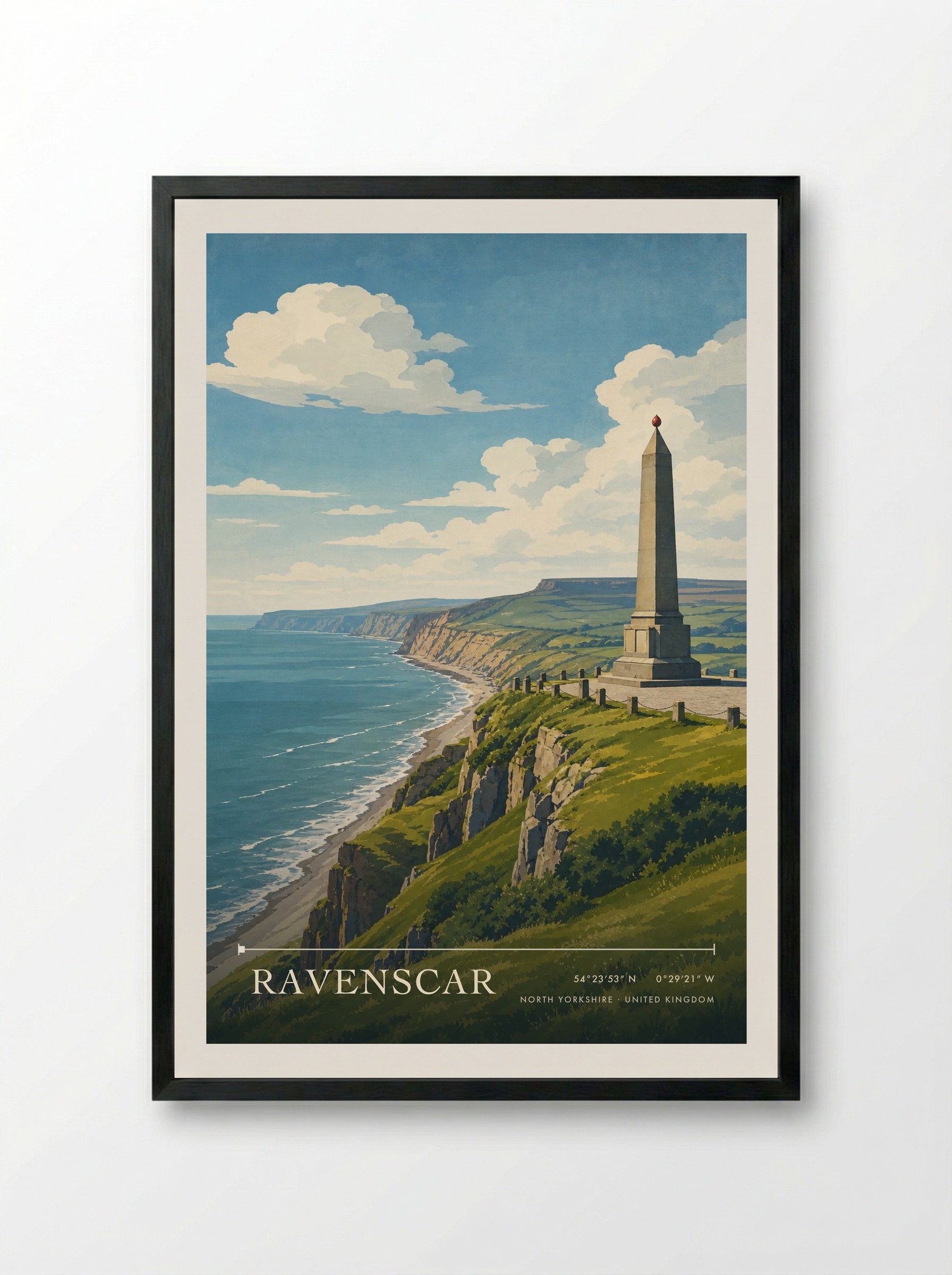 Ravenscar North Yorkshire United Kingdom Travel Poster - Framed Print Black