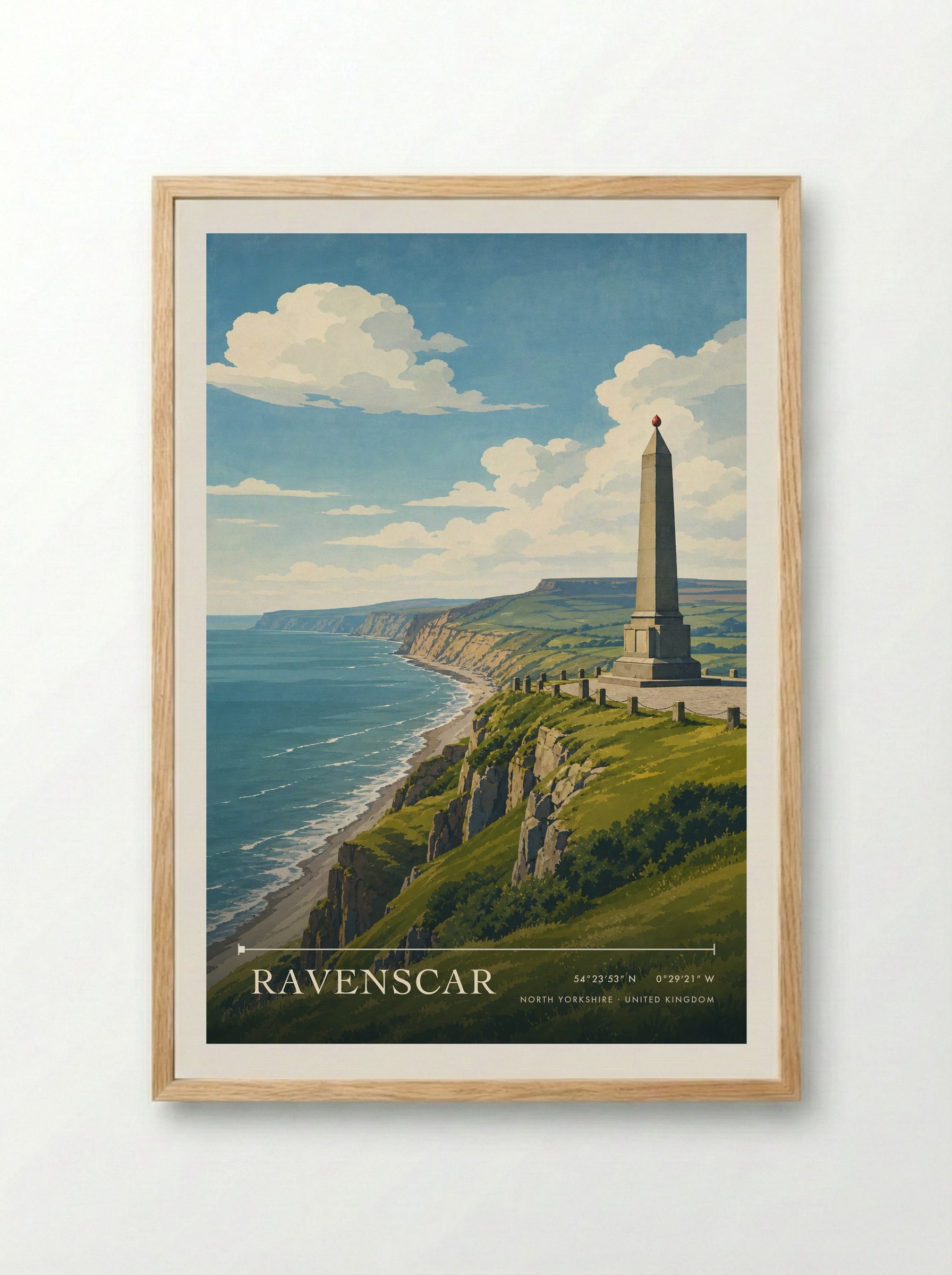 Ravenscar North Yorkshire United Kingdom Travel Poster - Framed Print Wood