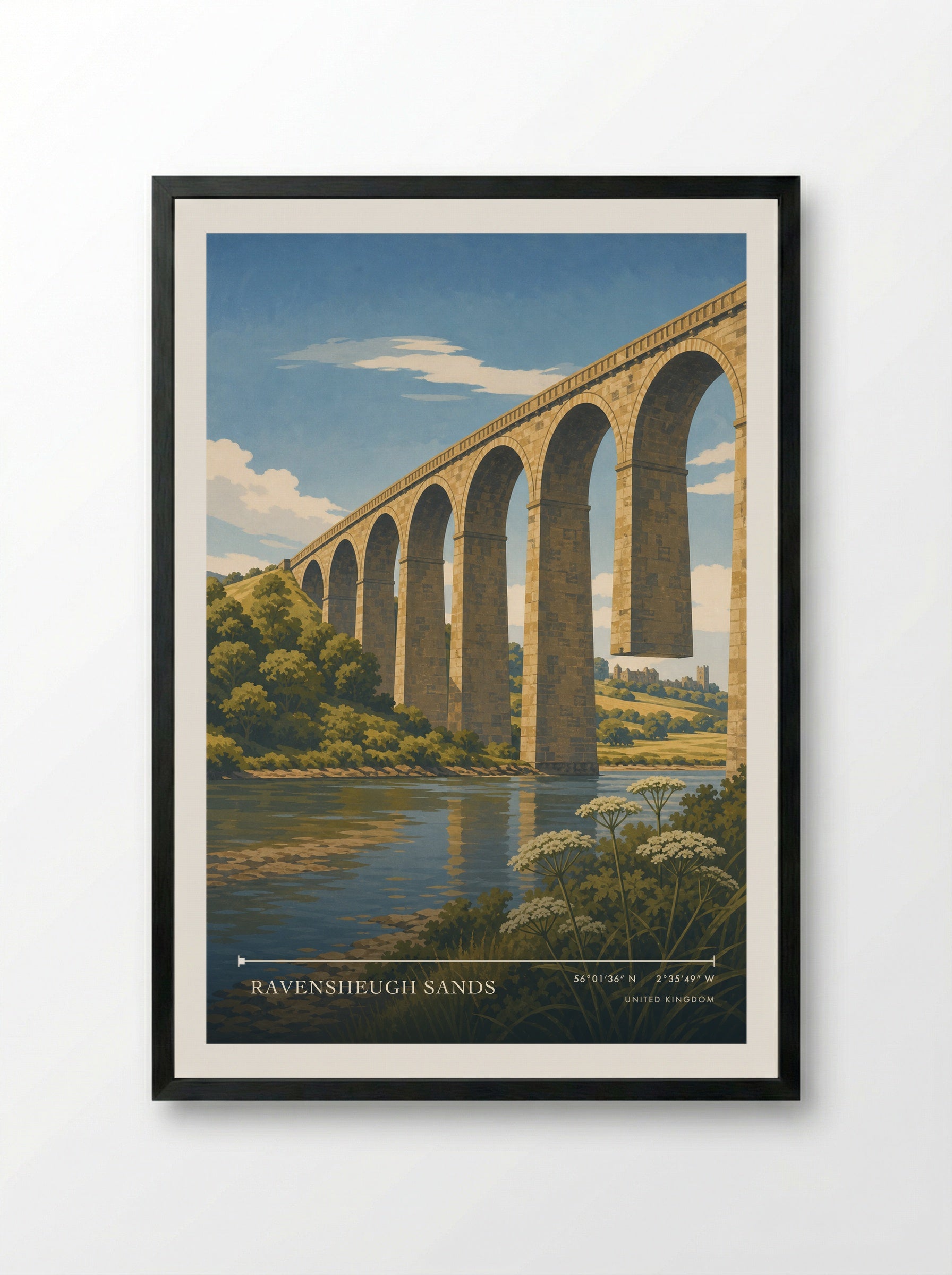 Ravensheugh Sands United Kingdom Travel Poster - Framed Print Black