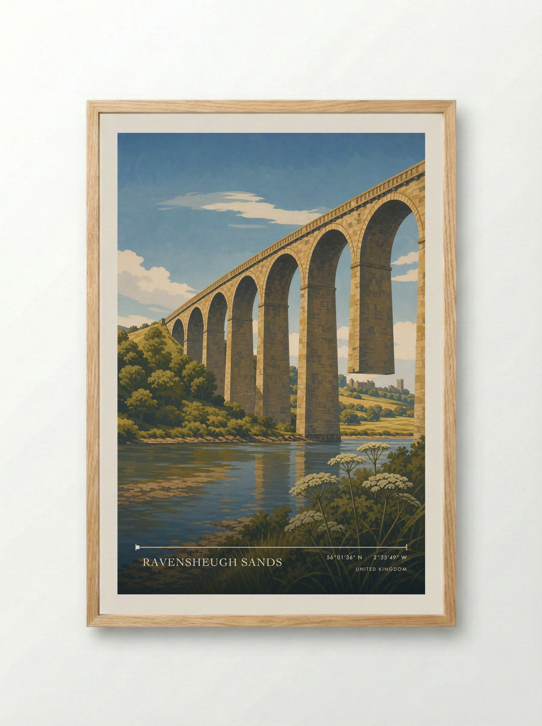 Ravensheugh Sands United Kingdom Travel Poster - Framed Print Wood