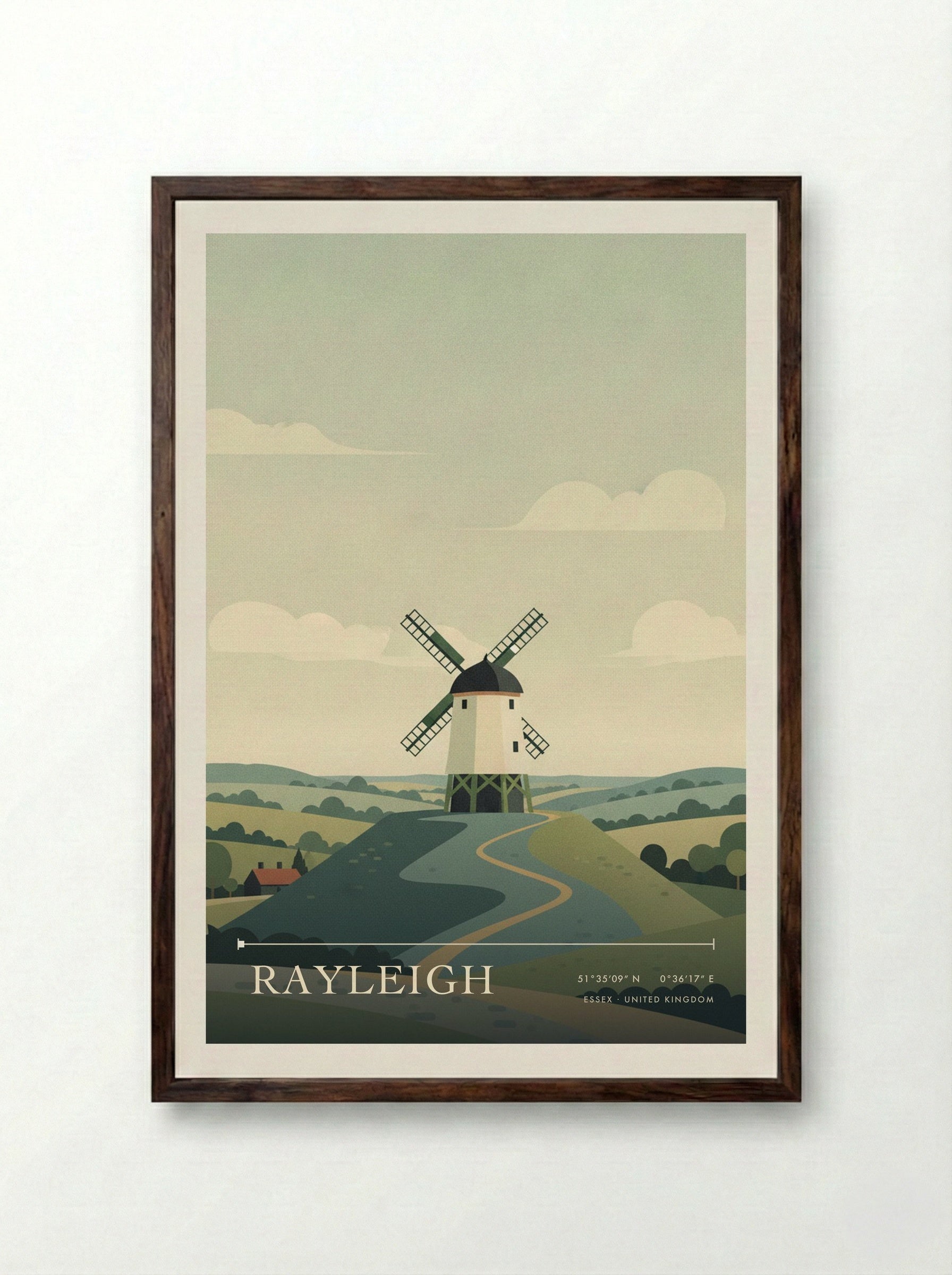 Rayleigh Essex United Kingdom Travel Poster - Framed Print Dark Wood