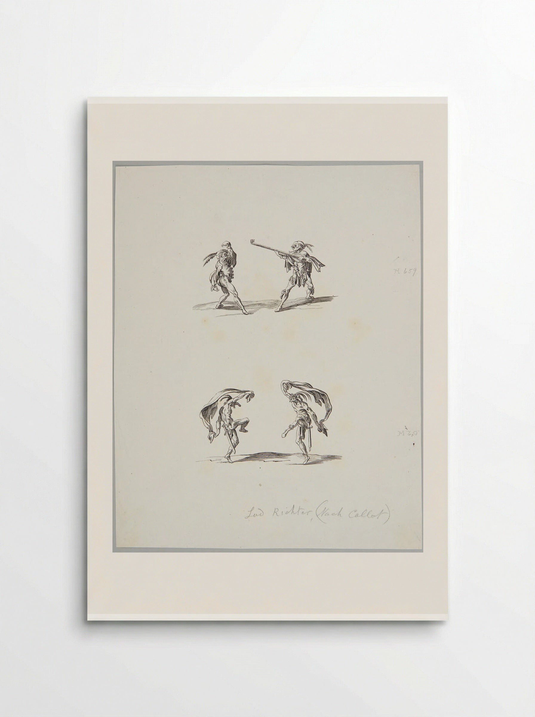 Razullo and Cucurucu, and Bello Sguardo and Coviello, after Callot - Adrian Ludwig Richter - Poster