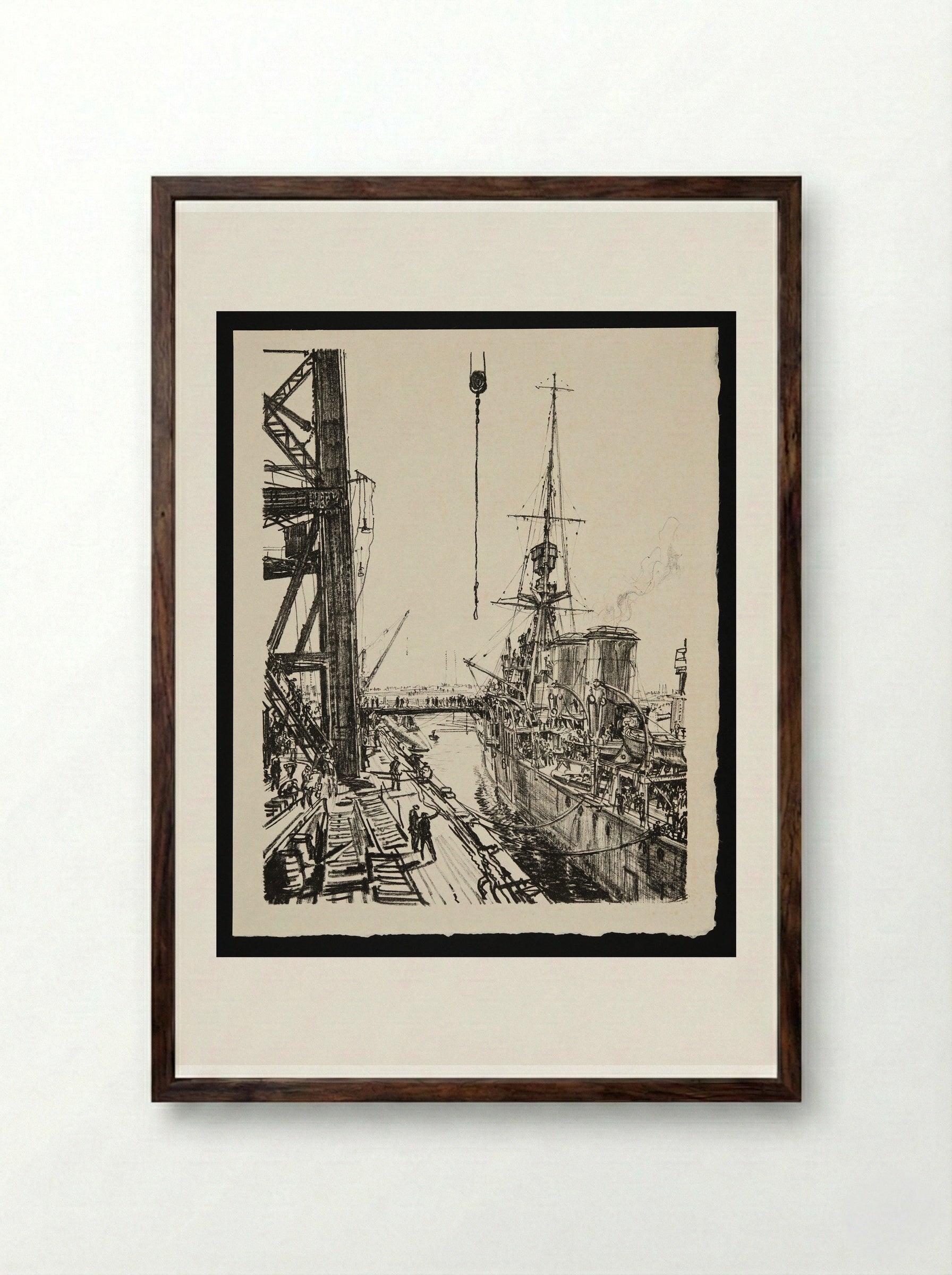 Ready for Sea - Sir Muirhead Bone - Framed Print Dark Wood