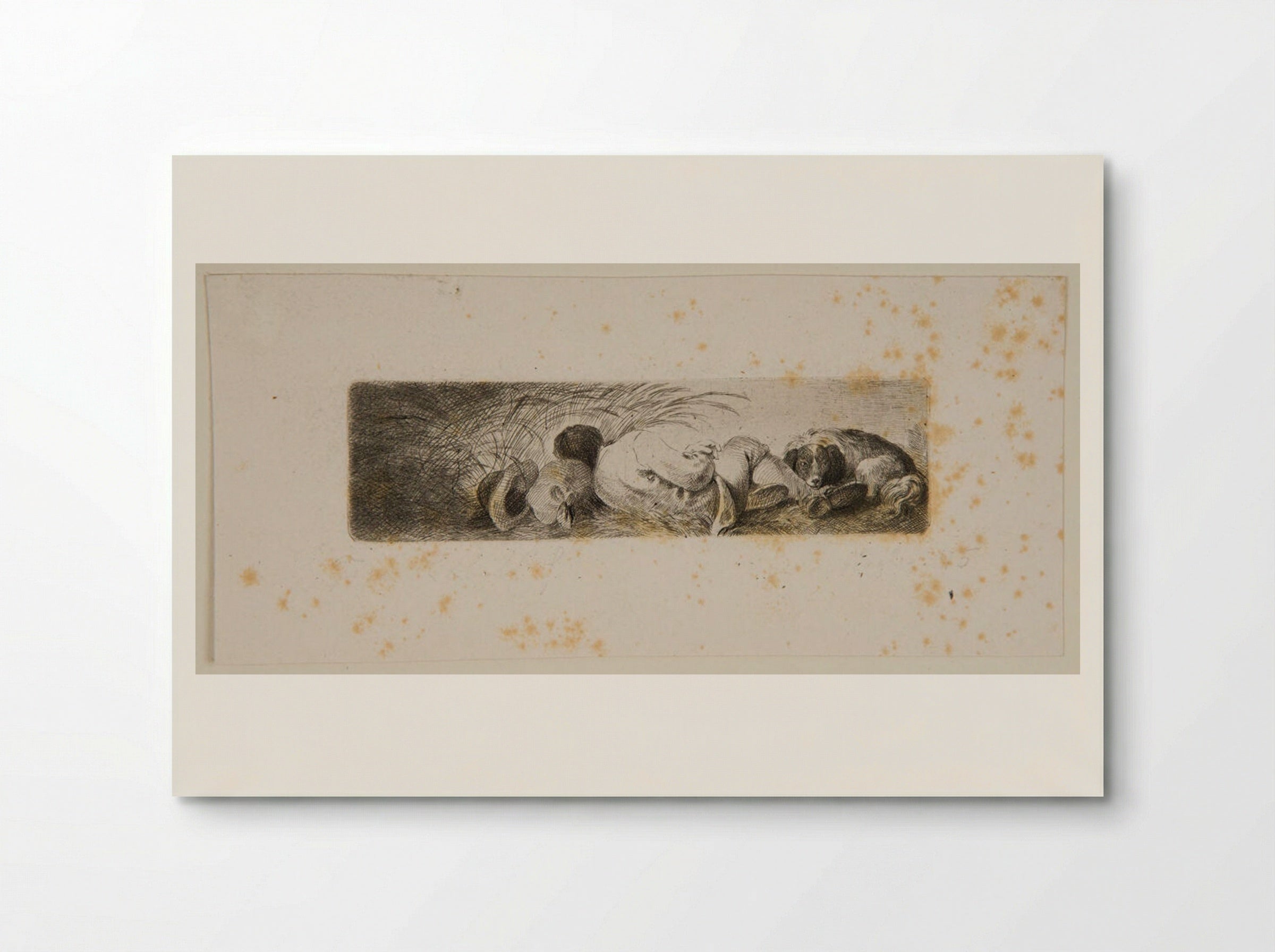 Reaper and his Dog Lying on the Ground - Ferdinand Kobell - Poster