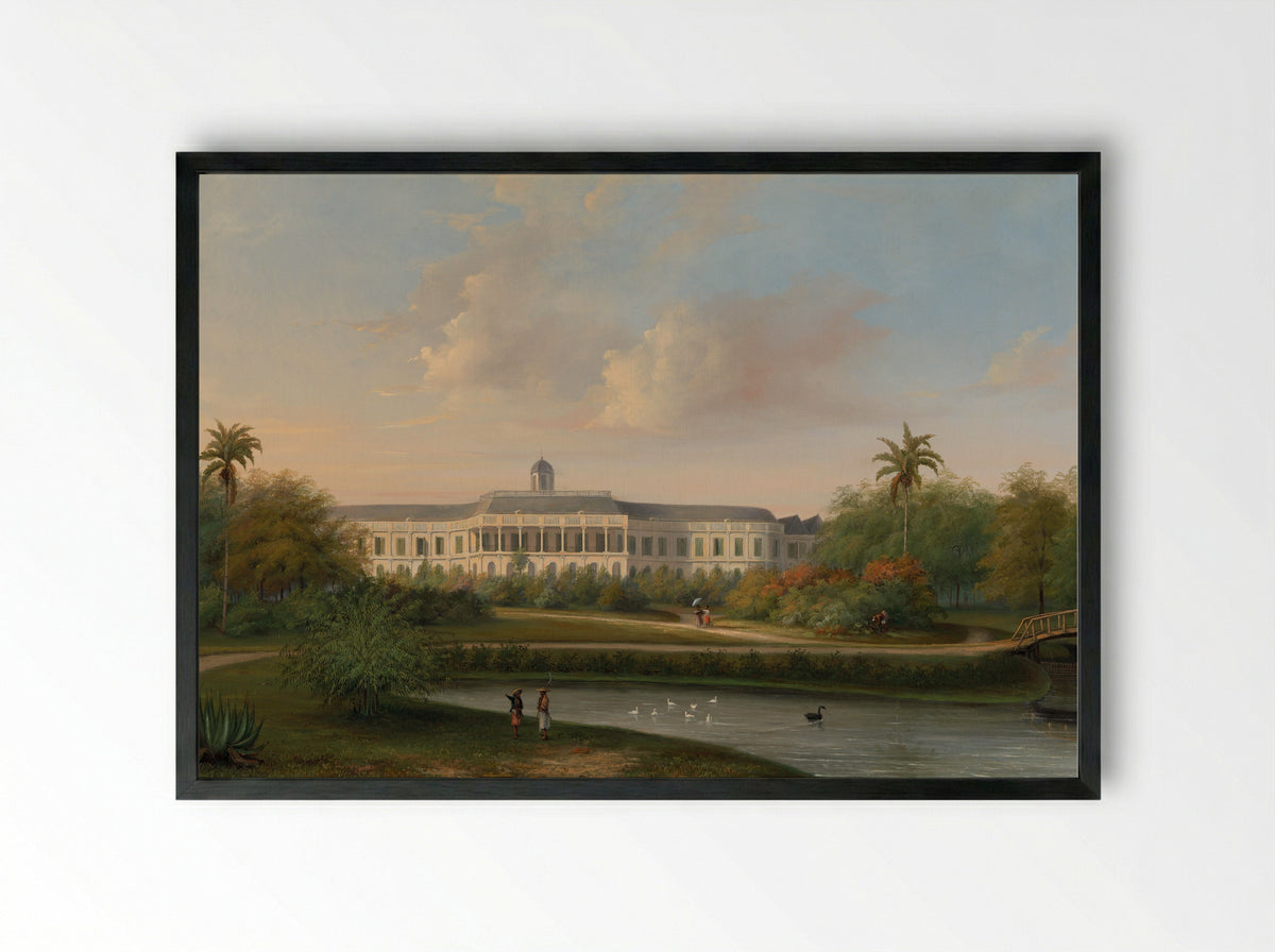 Rear View of Buitenzorg Palace before the Earthquake of 10 October 1834 - Willem Troost (II) - Framed Print Black