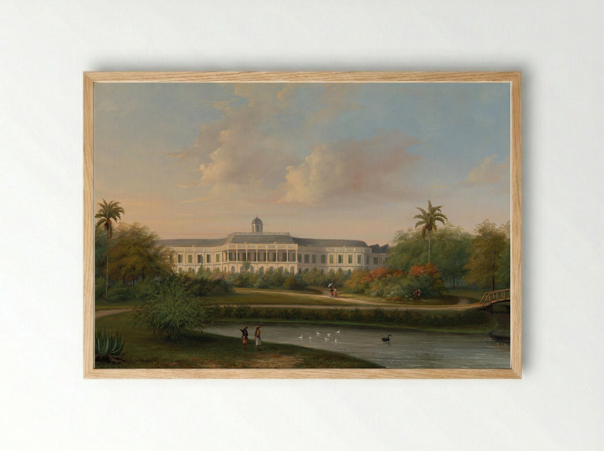 Rear View of Buitenzorg Palace before the Earthquake of 10 October 1834 - Willem Troost (II) - Framed Print Wood