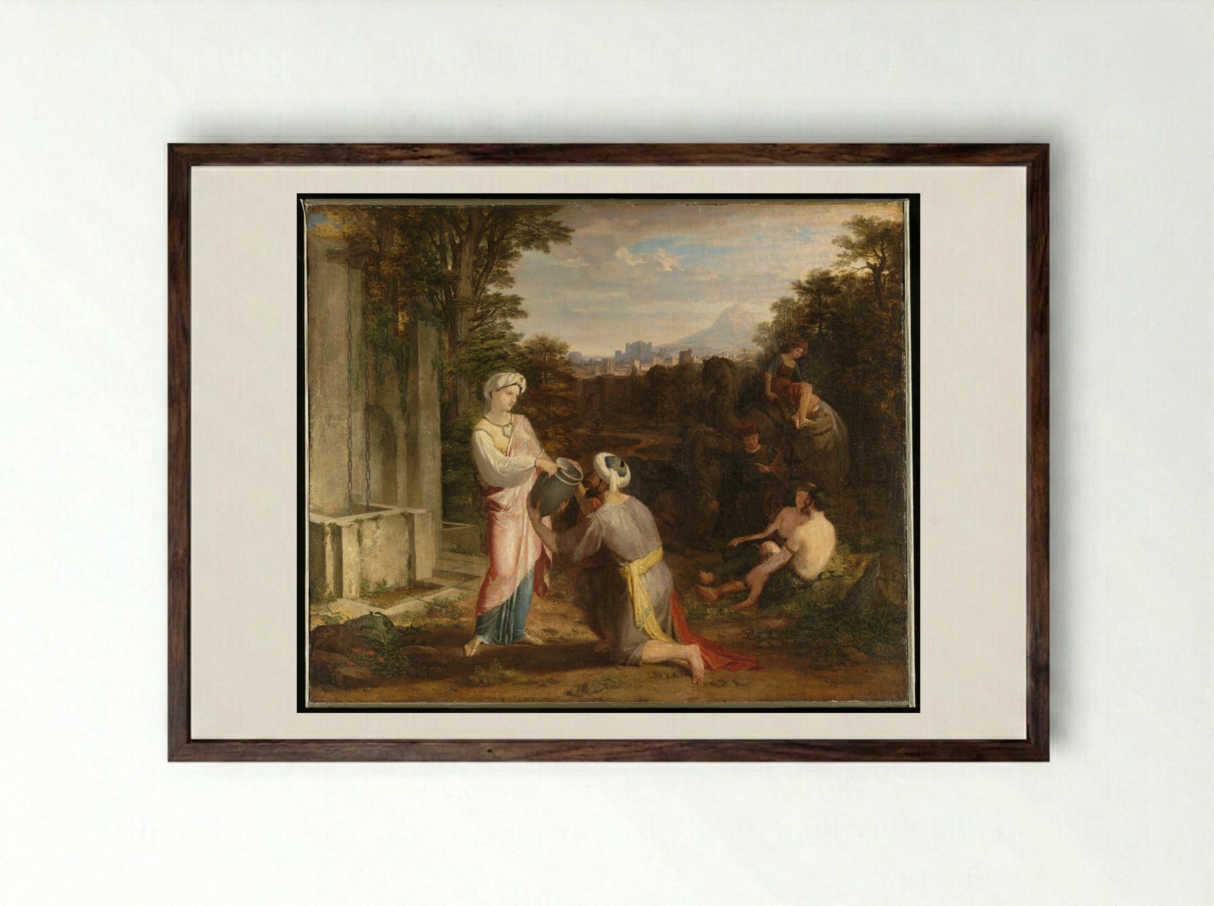 Rebecca at the Well - Washington Allston - Framed Print Dark Wood
