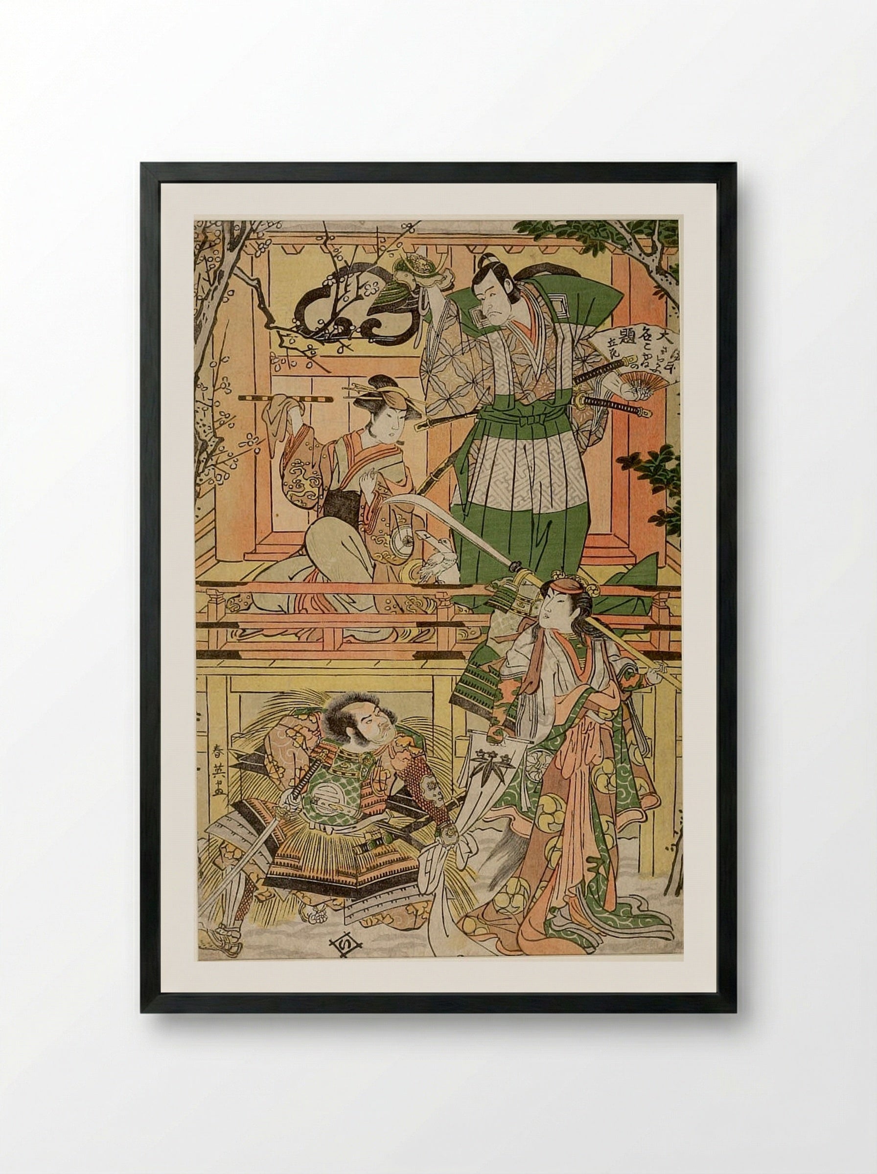 Rebuilt Prosperity of Tachibana - Katsukawa Shun'ei - Framed Print Black