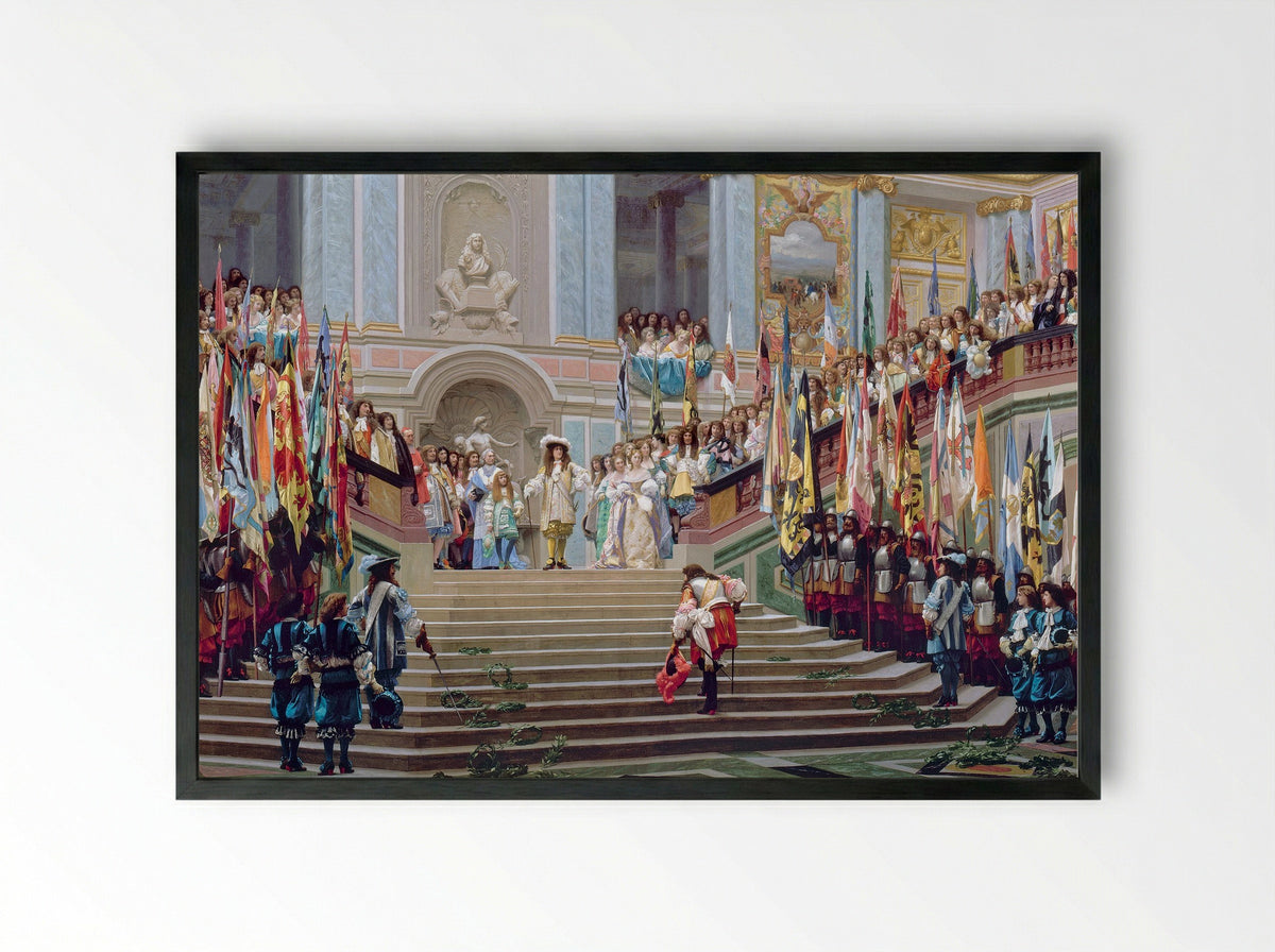 Reception of Le Grand Condé at Versailles - Jean-Léon Gérôme - Framed Print Black