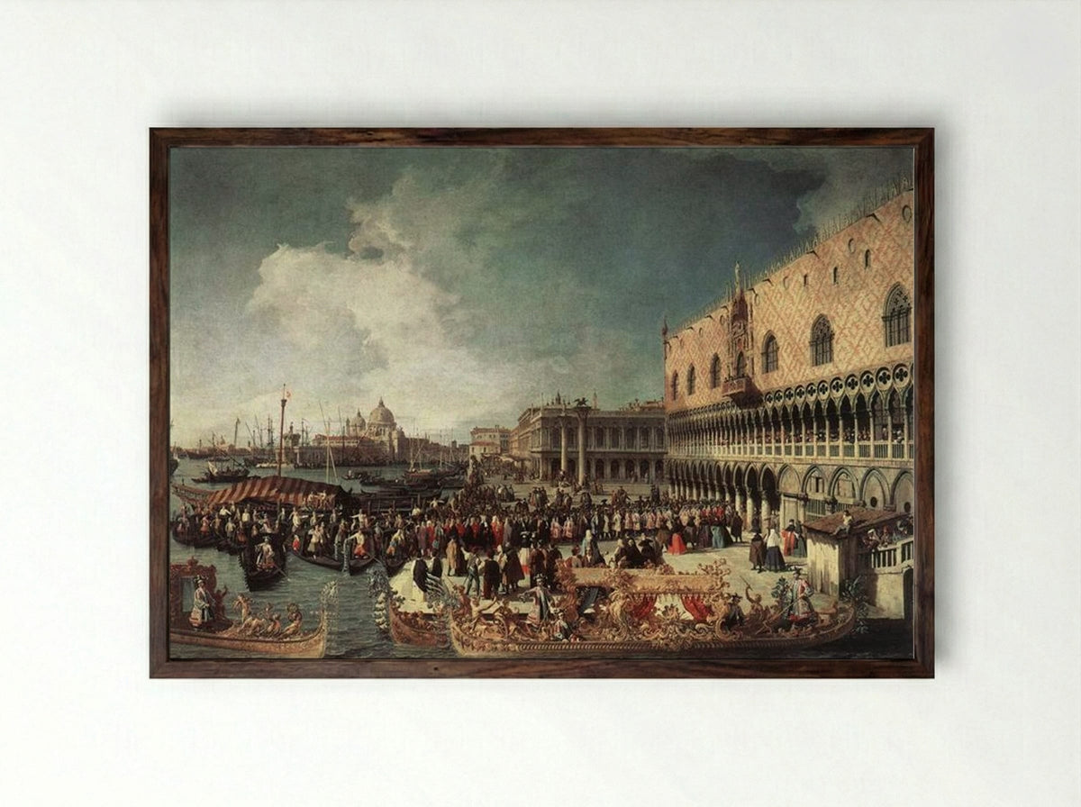 Reception of the Ambassador in the Doge's Palace - Canaletto - Framed Print Dark Wood