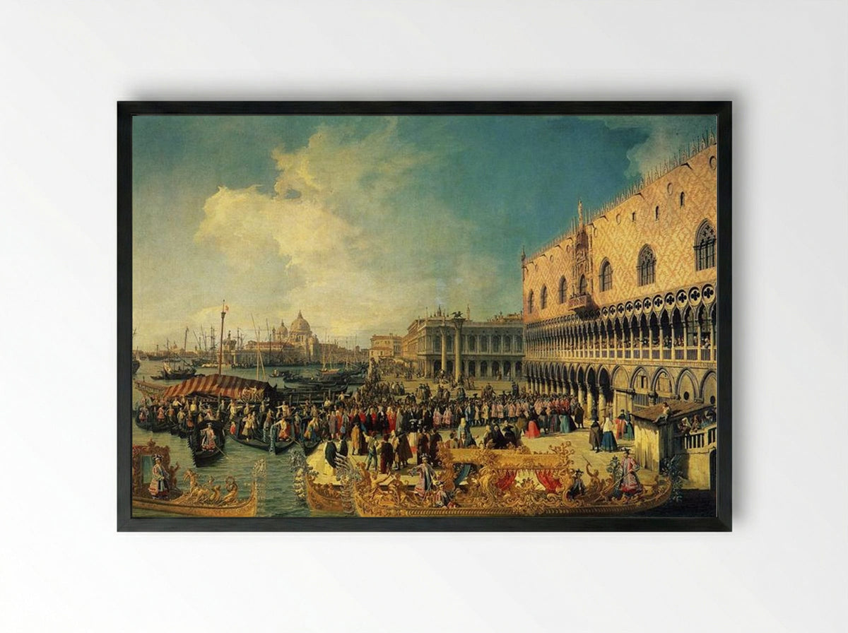 Reception of the Imperial Ambassador at the Doge's Palace - Canaletto - Framed Print Black