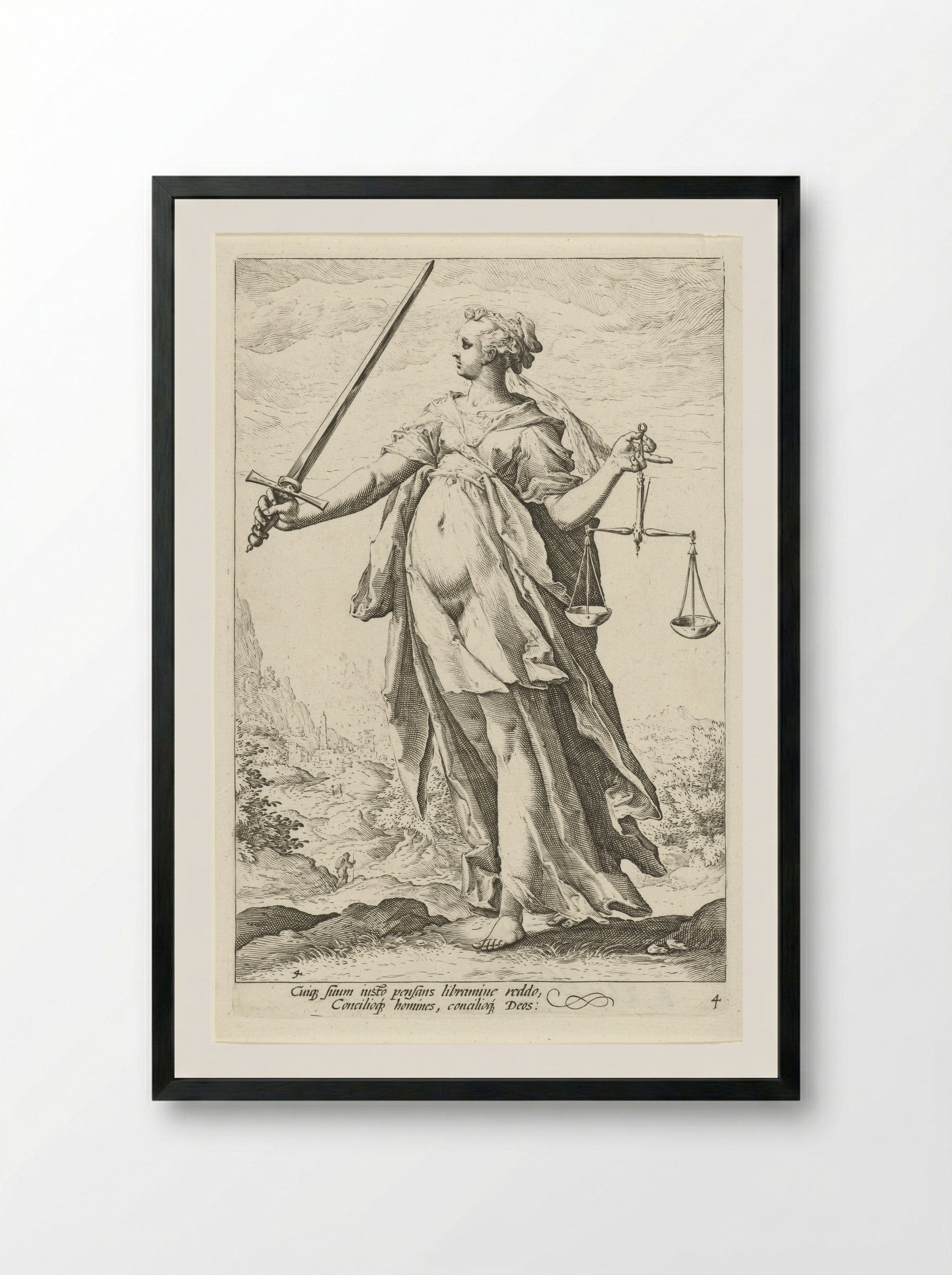 Rechtvaardigheid (Justitia) - Claes Jansz. Visscher (II) - Framed Print Black