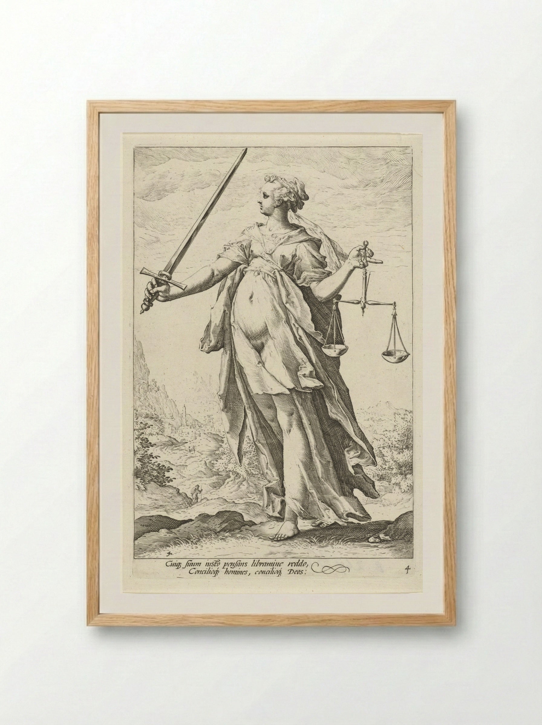 Rechtvaardigheid (Justitia) - Claes Jansz. Visscher (II) - Framed Print Wood
