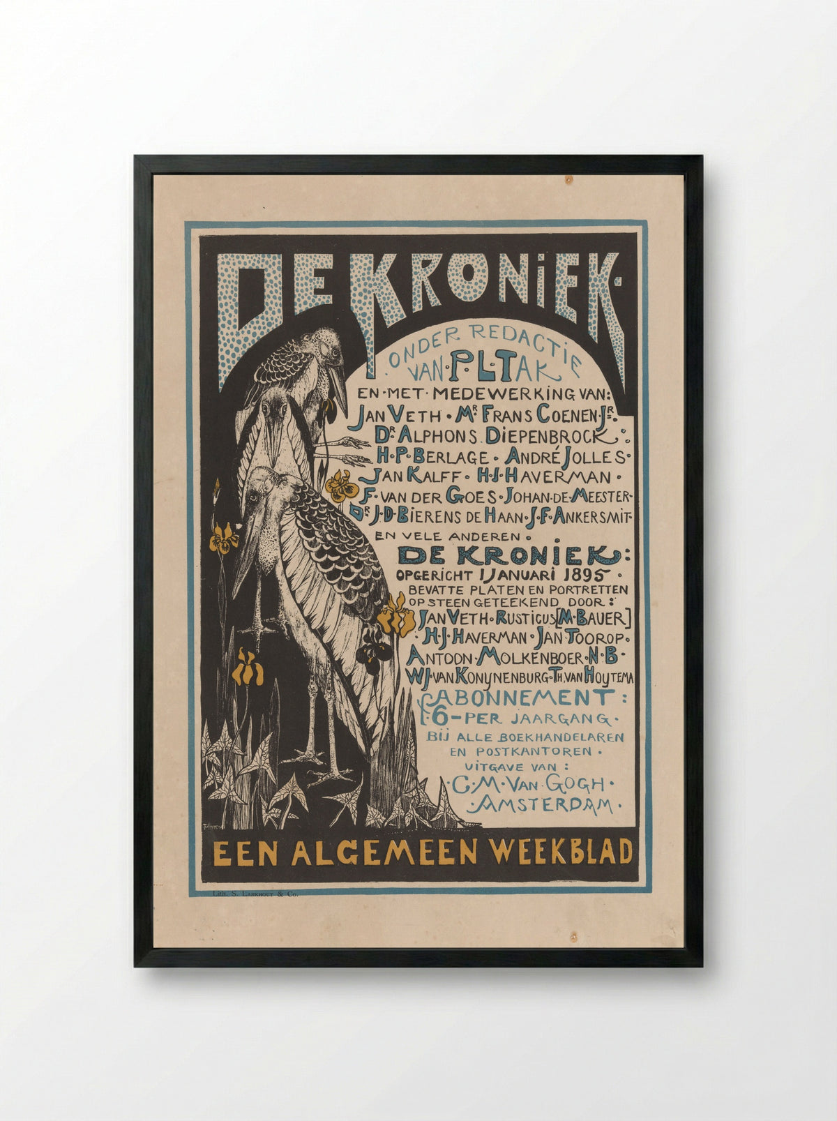 Reclamekaart voor 'De Kroniek' - Samuel Lankhout & Co. - Framed Print Black